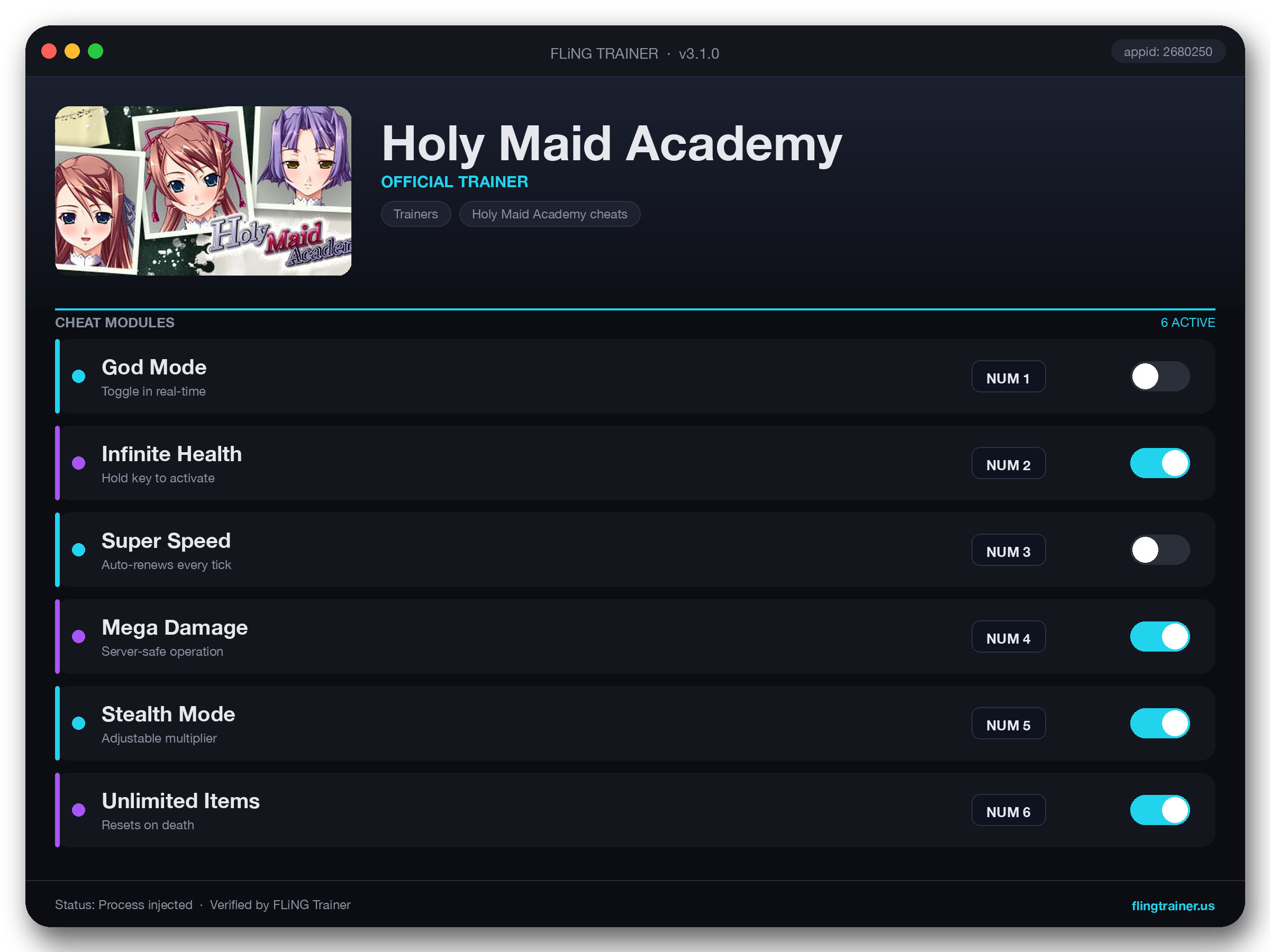 Holy Maid Academy Trainer interface