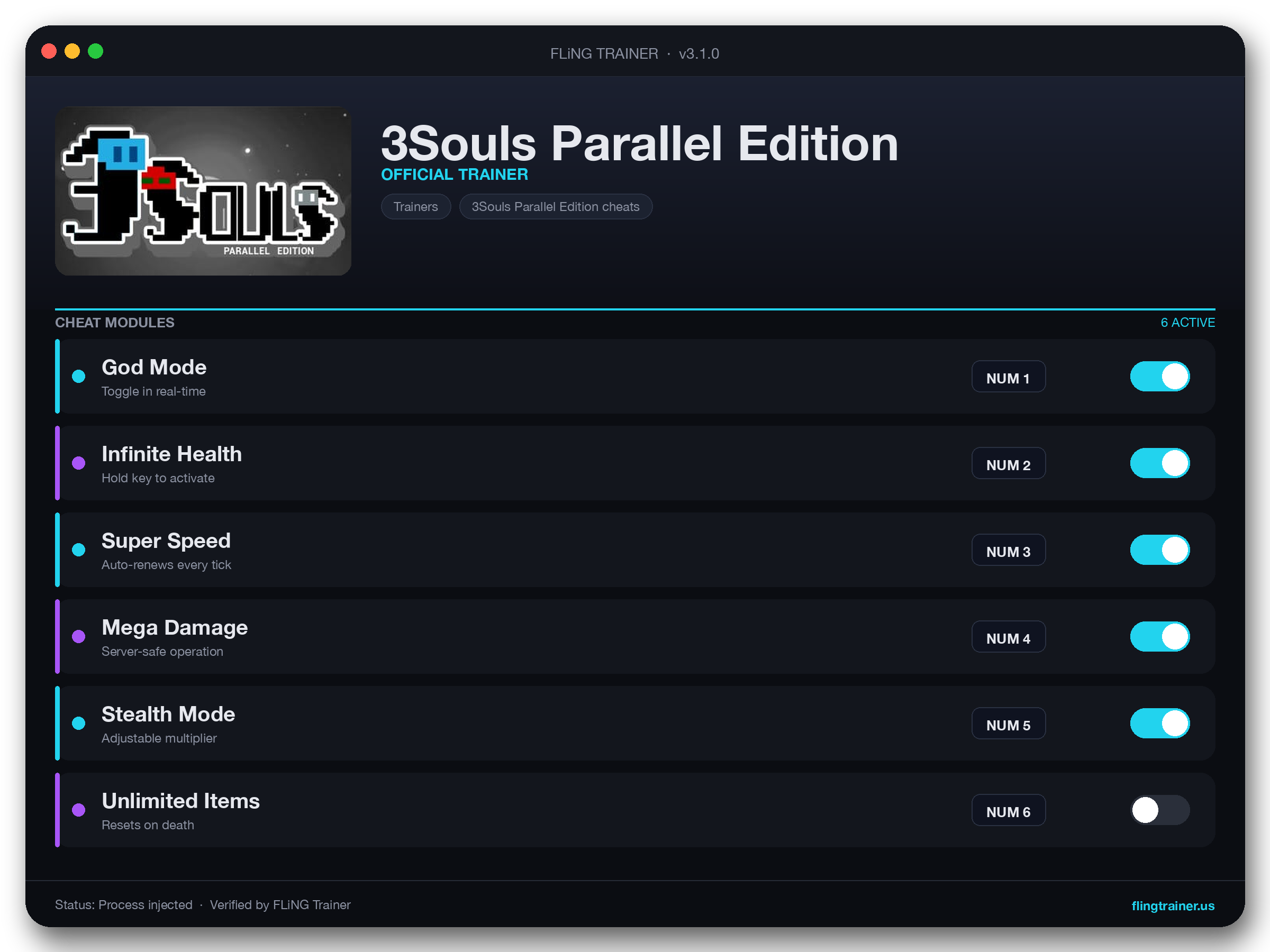 3Souls Parallel Edition Trainer interface