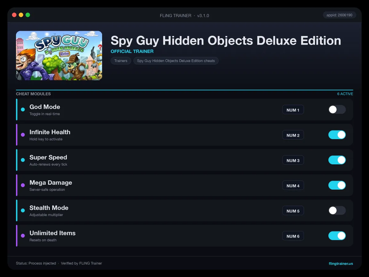 Spy Guy Hidden Objects Deluxe Edition Trainer interface