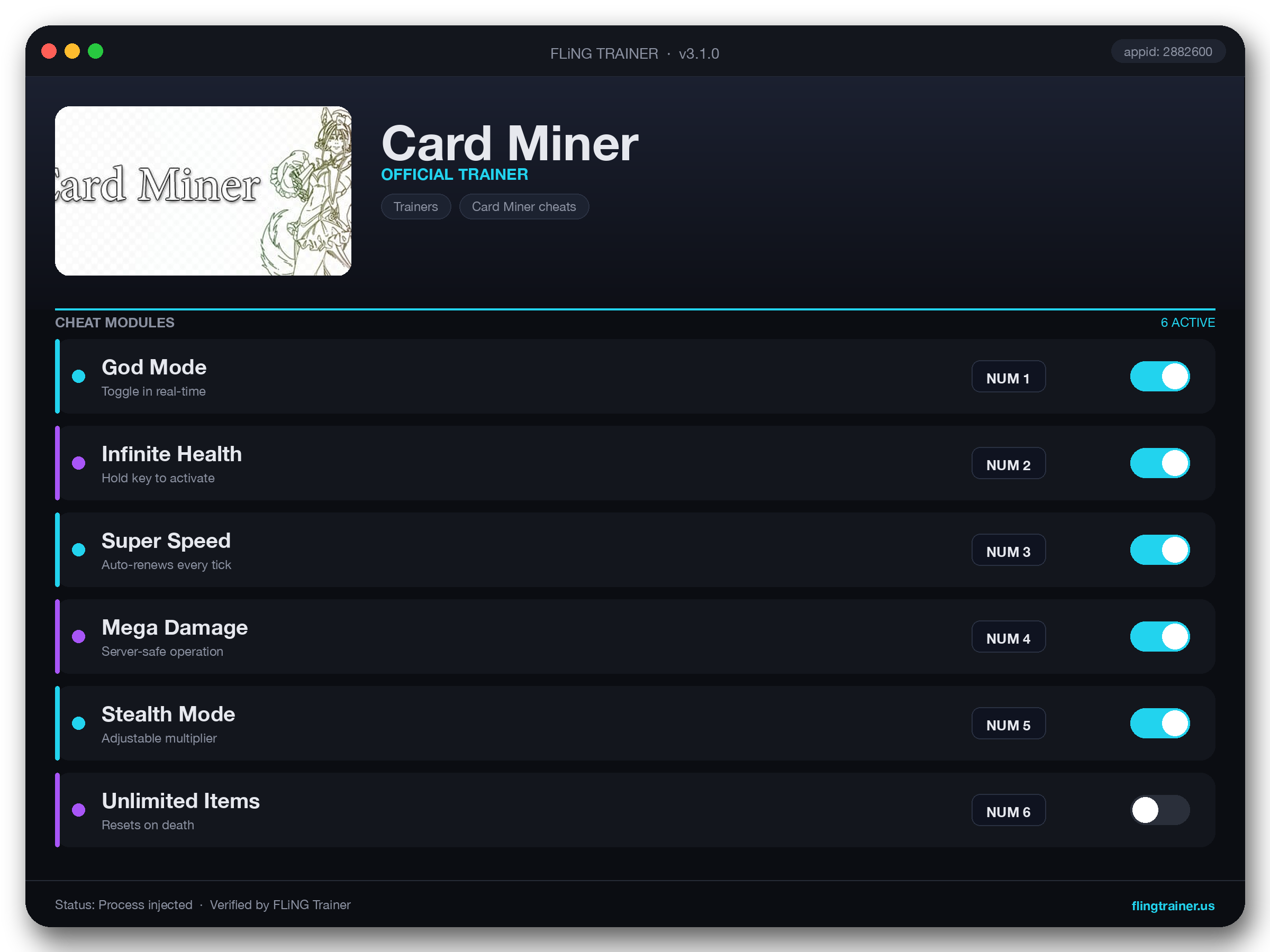 Card Miner Trainer interface