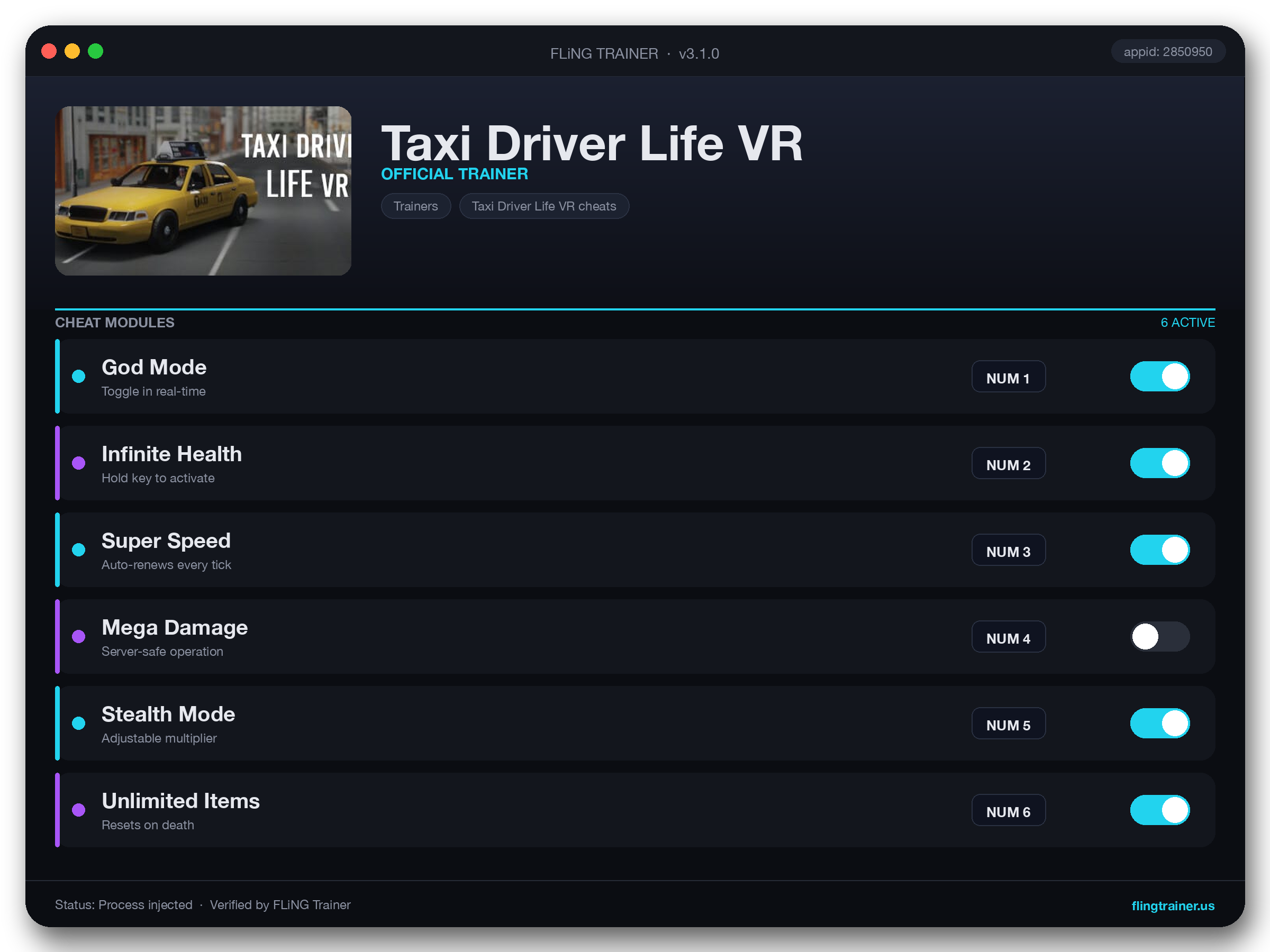 Taxi Driver Life VR Trainer interface