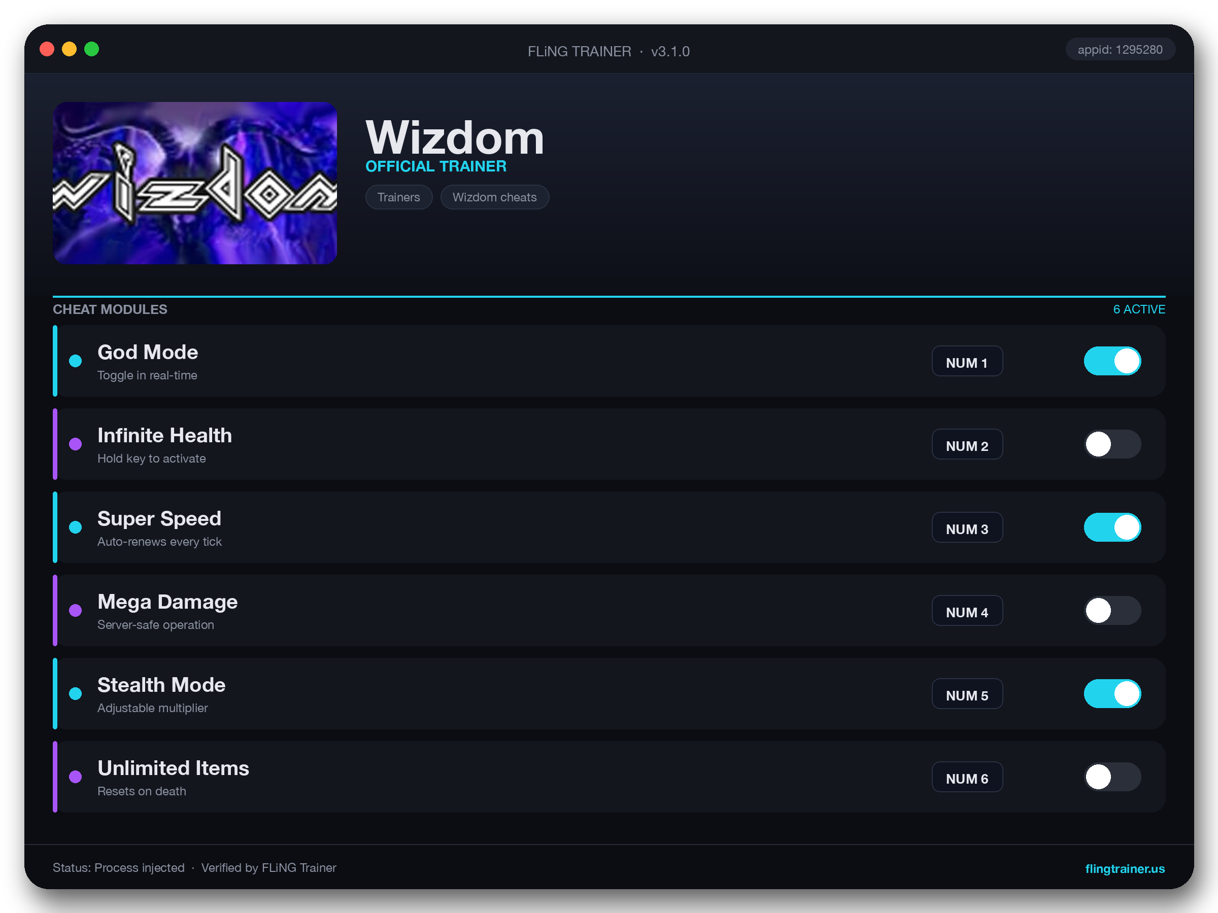 Wizdom Trainer interface