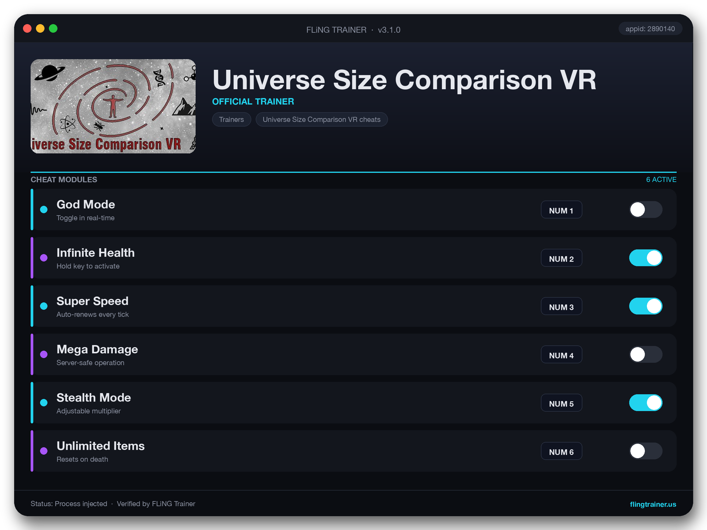 Universe Size Comparison VR Trainer interface