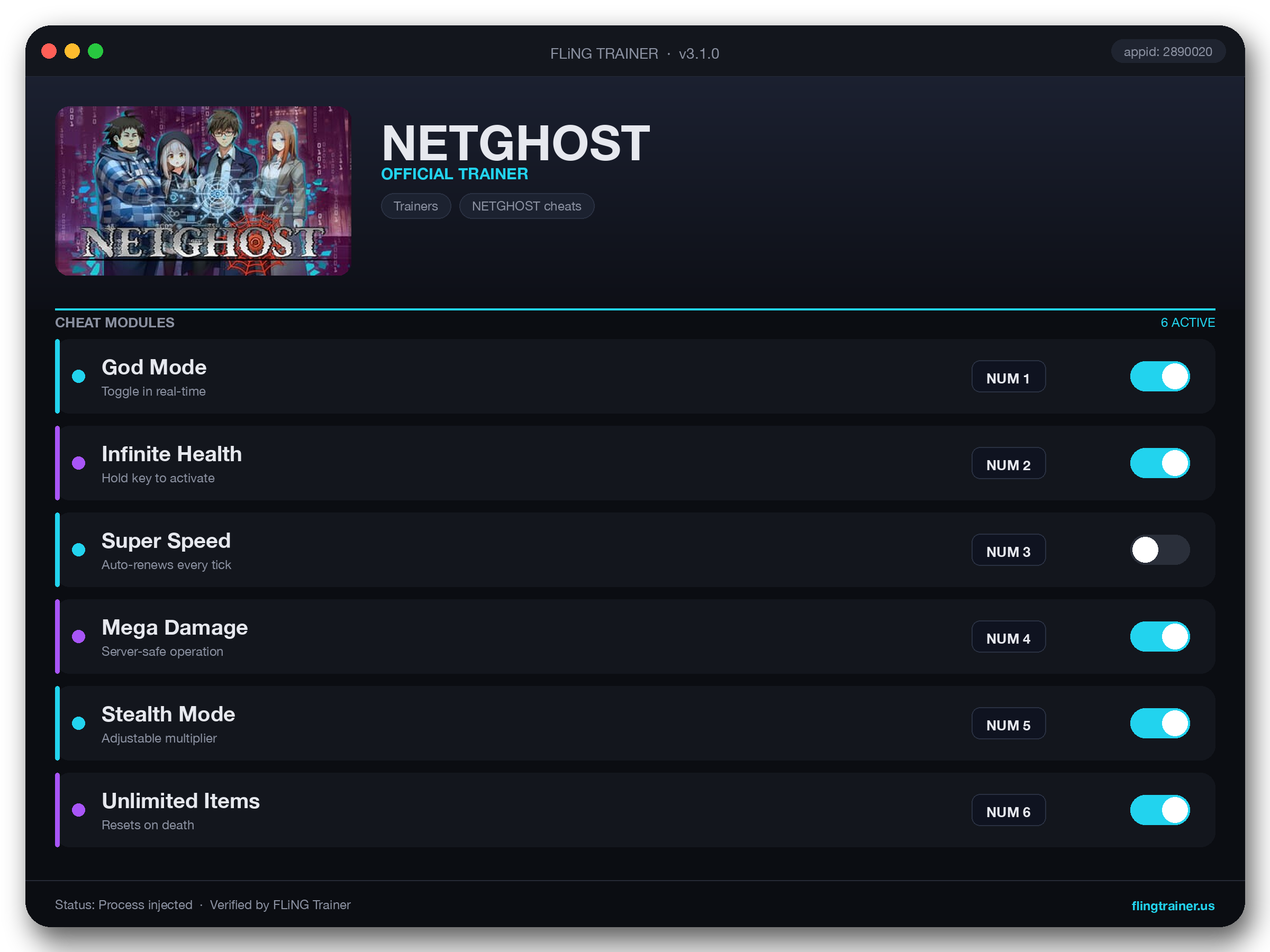 NETGHOST Trainer interface