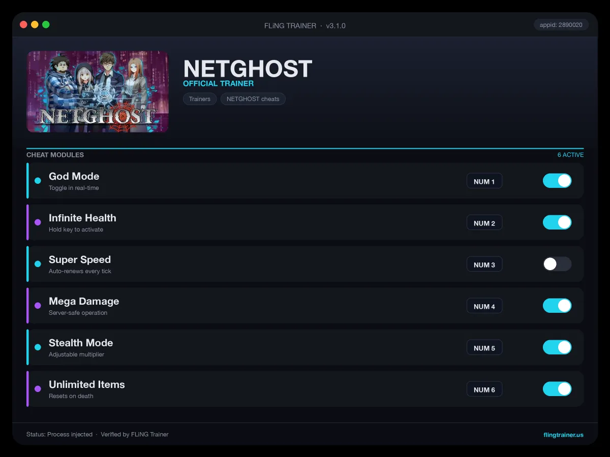 NETGHOST Trainer interface