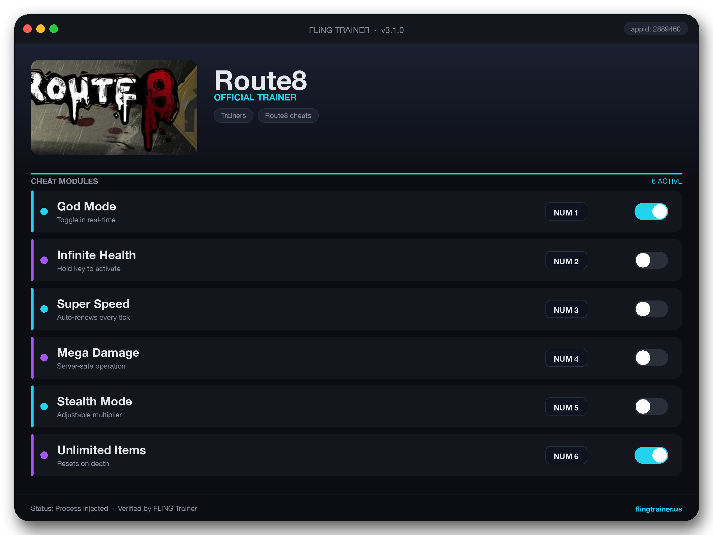 Route8 Trainer interface