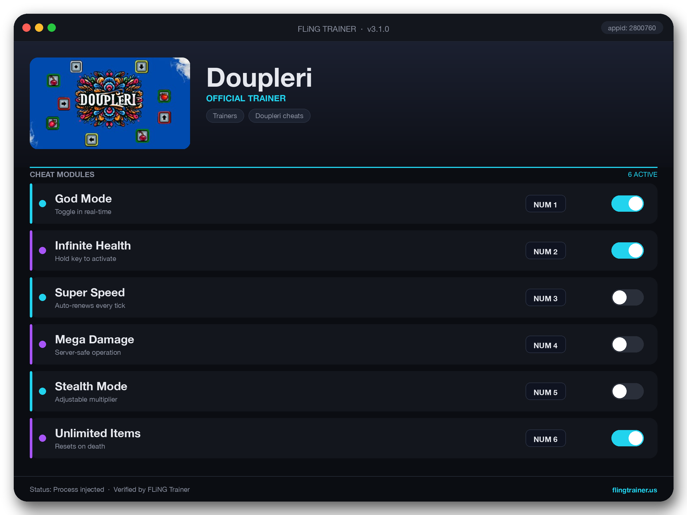 Doupleri Trainer interface