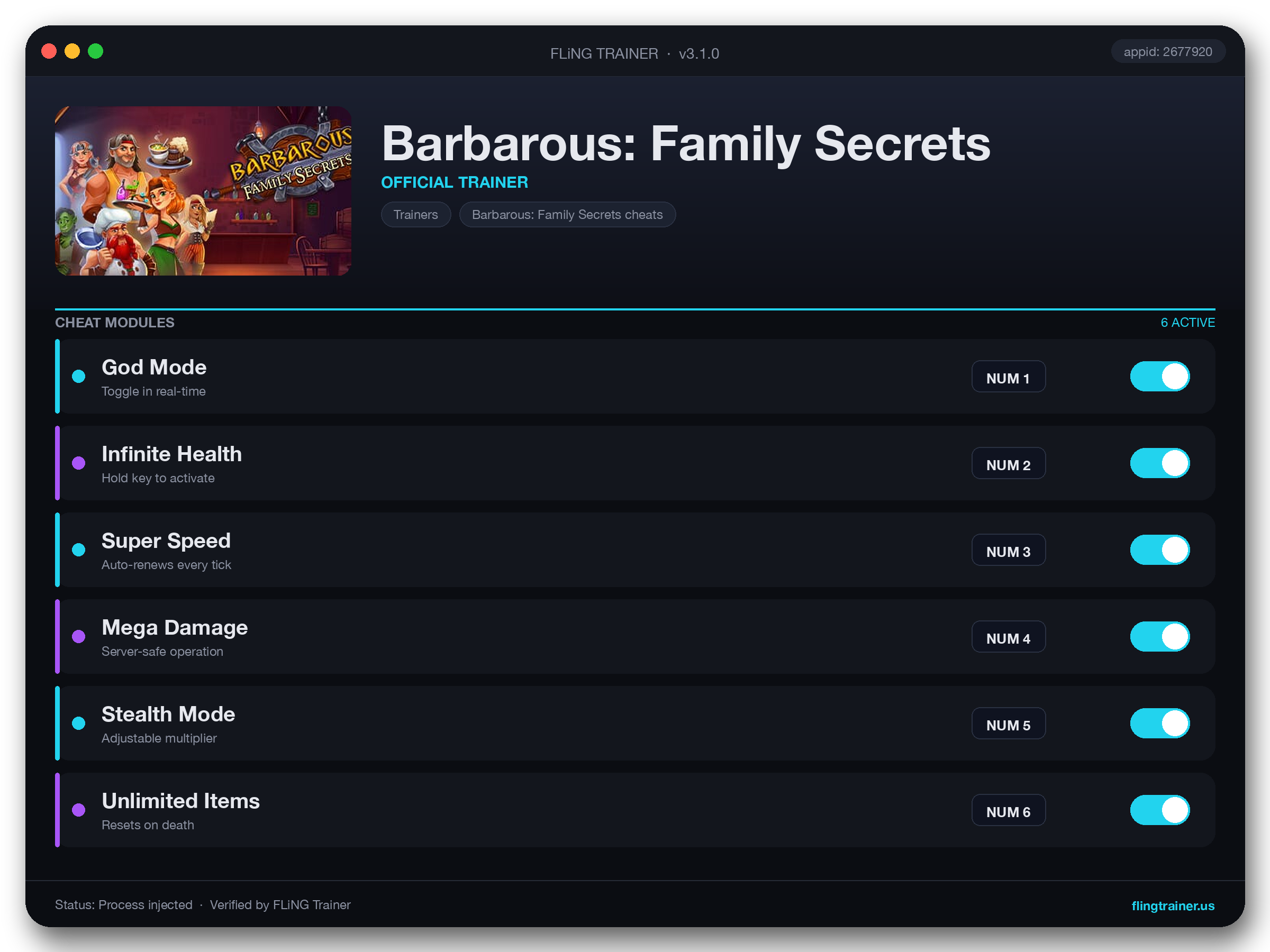 Barbarous: Family Secrets Trainer interface