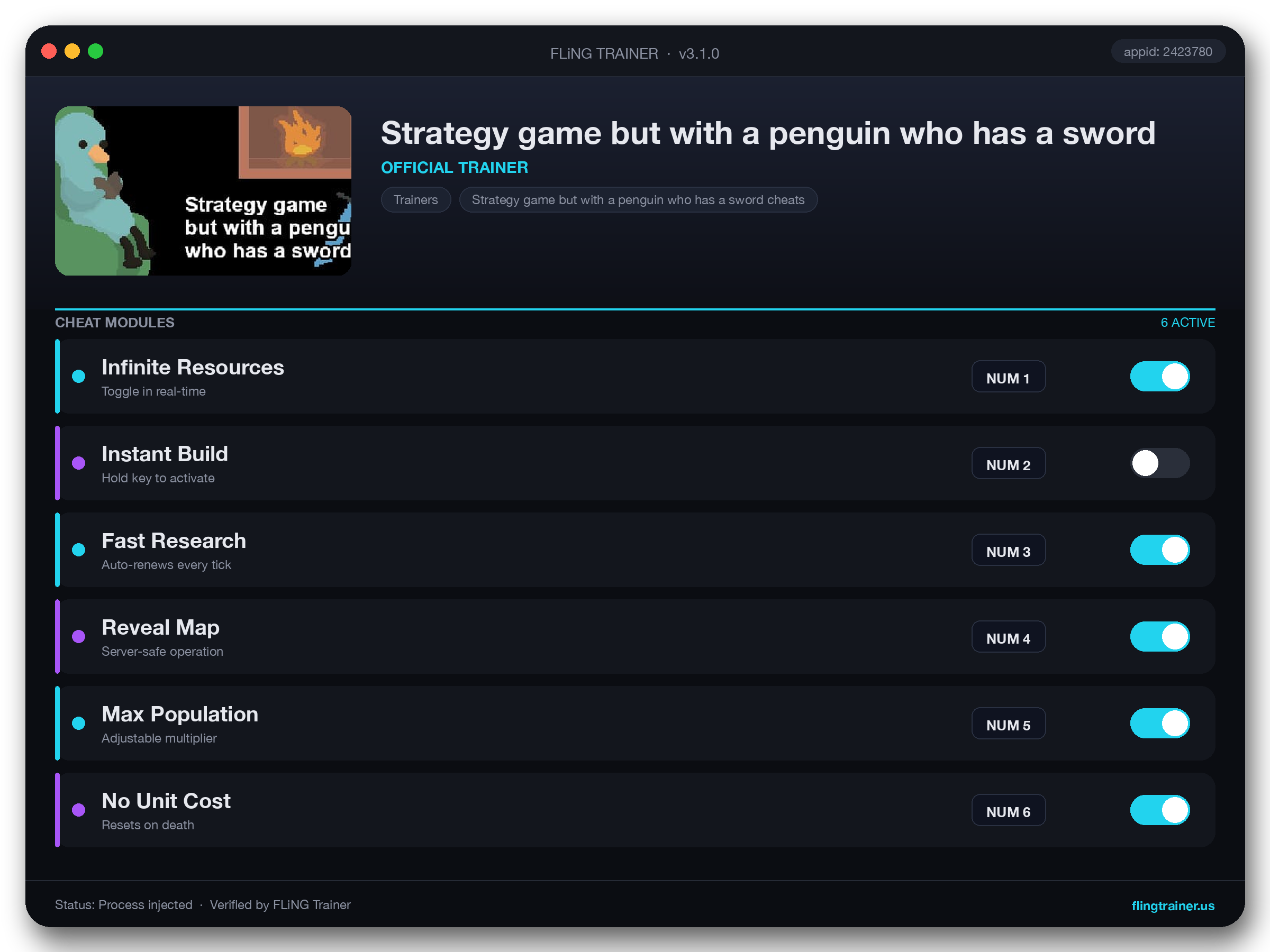 Strategy game but with a penguin who has a sword Trainer interface