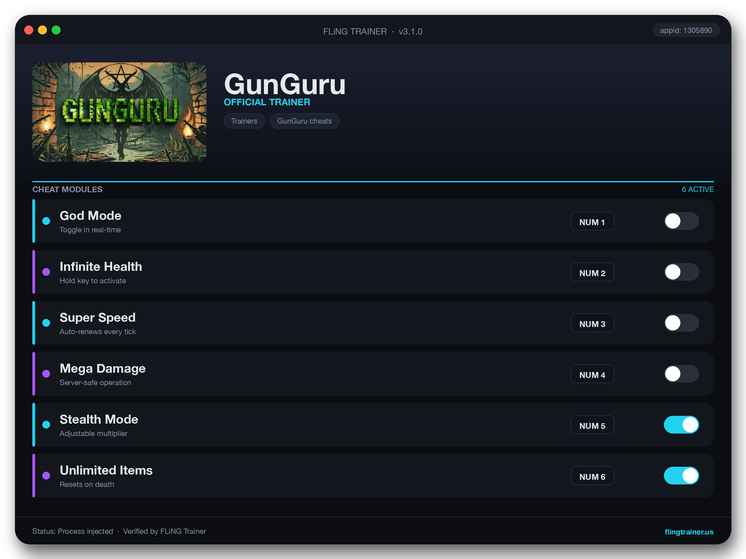 GunGuru Trainer interface