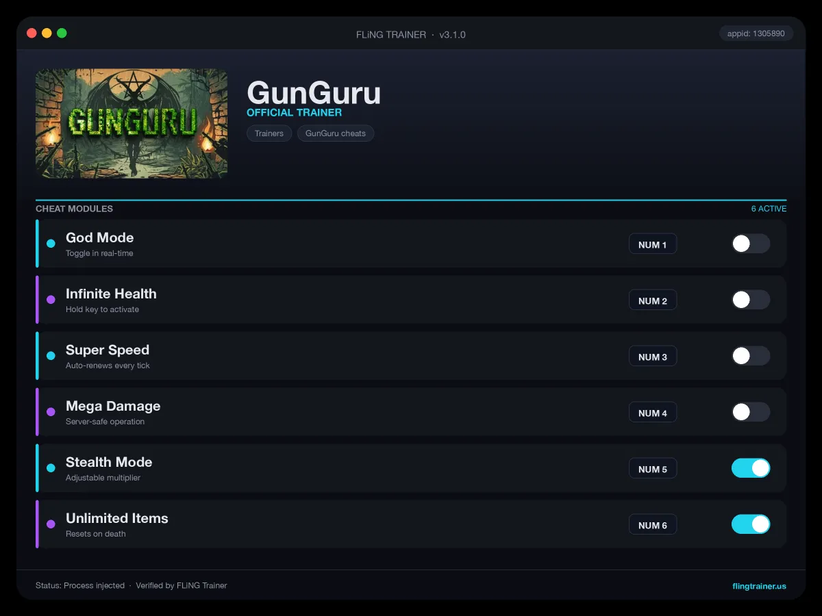 GunGuru Trainer interface