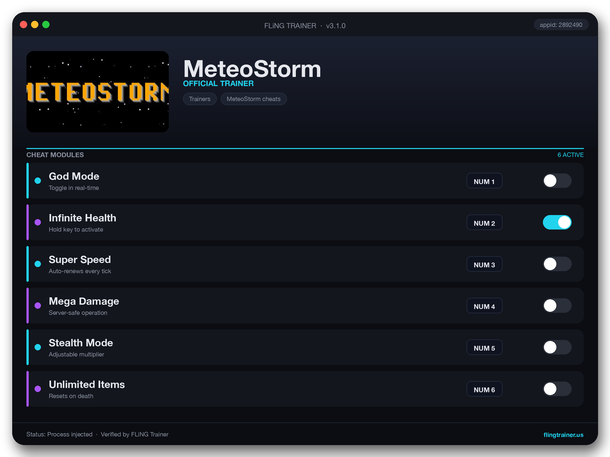 MeteoStorm Trainer interface