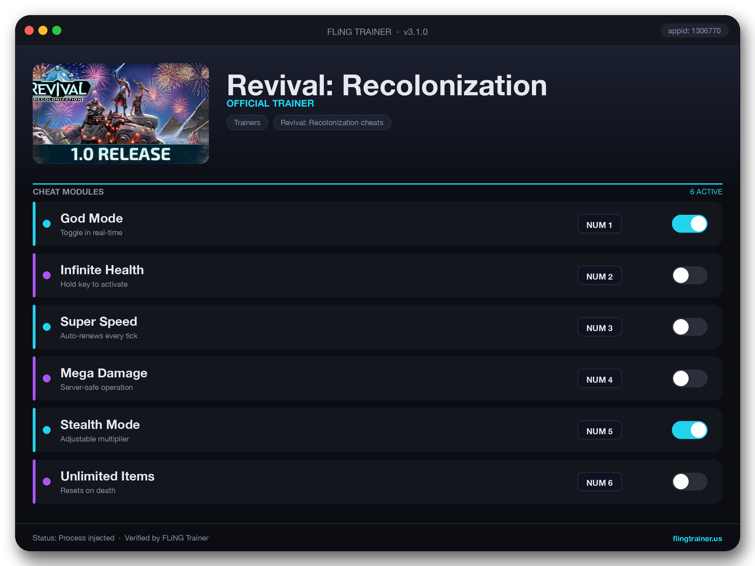 Revival: Recolonization Trainer interface