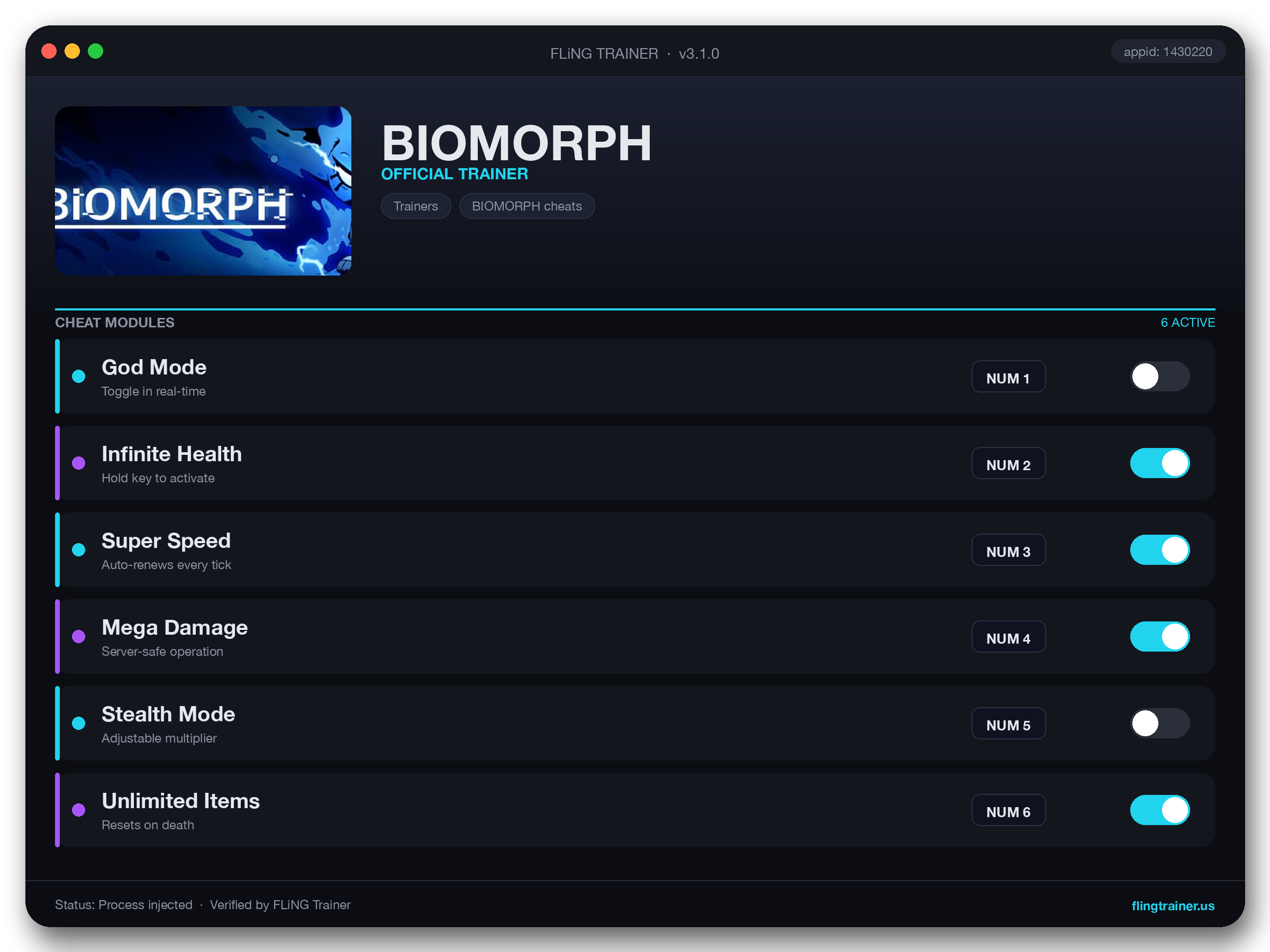 BIOMORPH Trainer interface