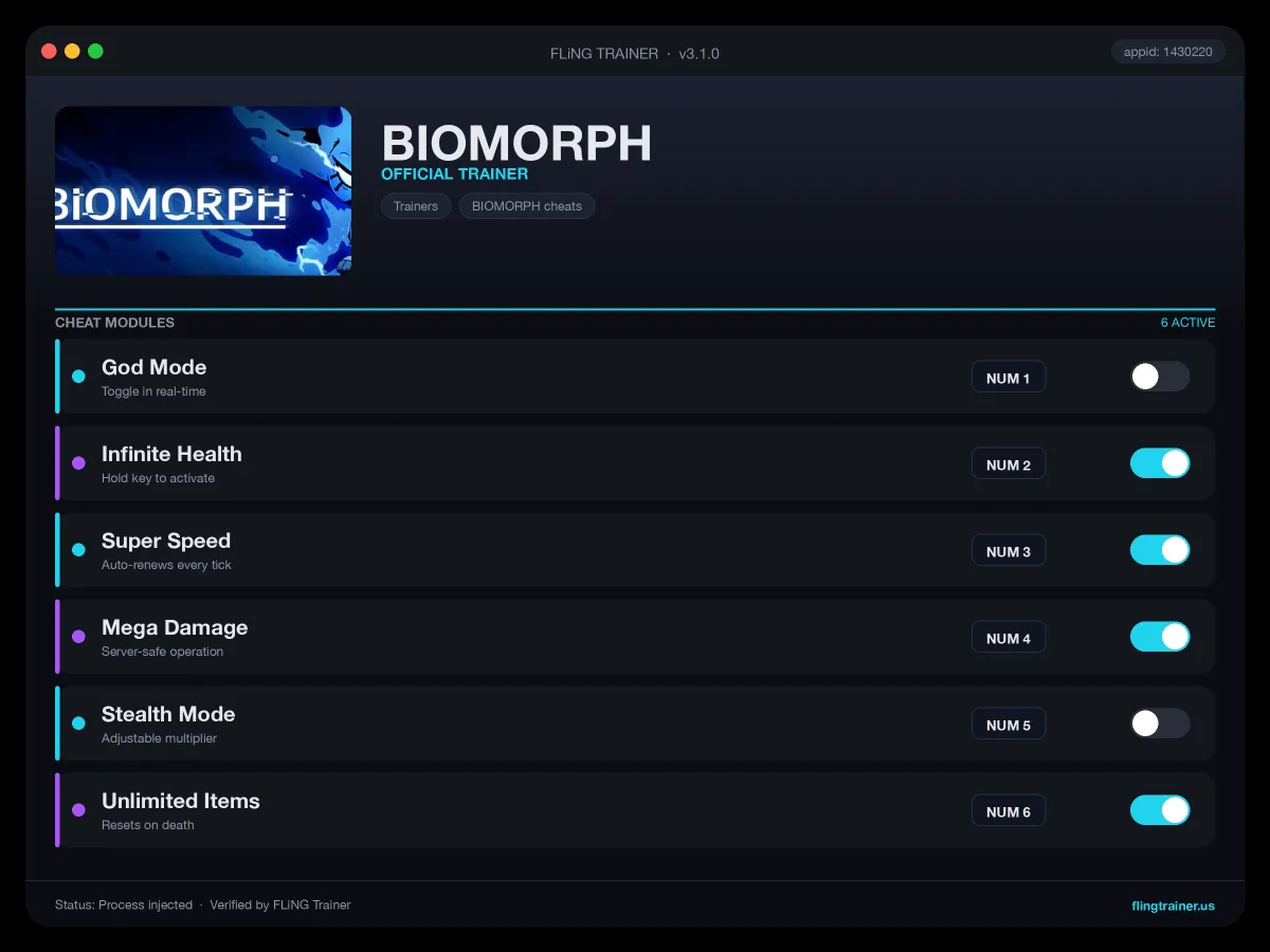 BIOMORPH Trainer interface
