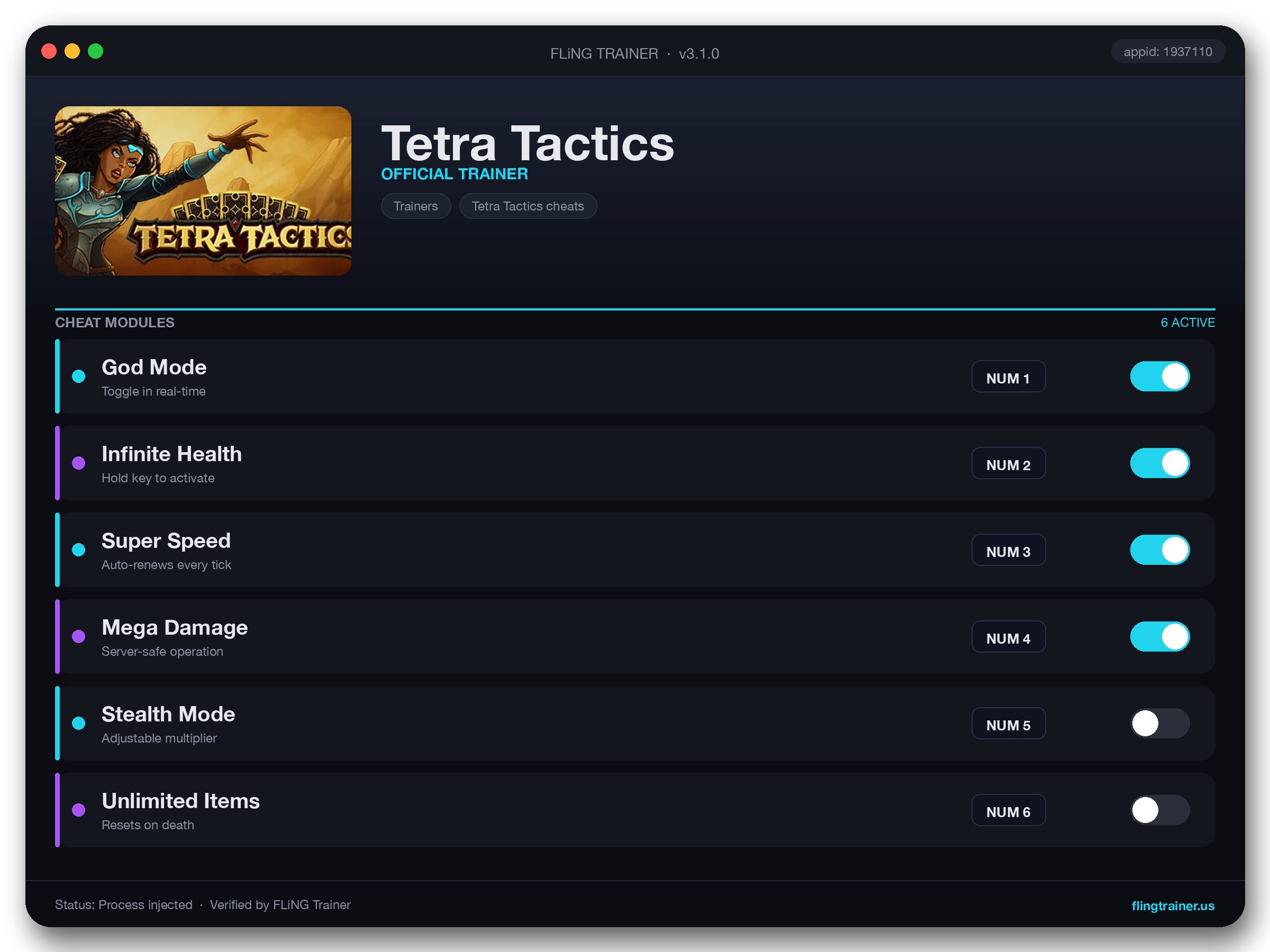 Tetra Tactics Trainer interface