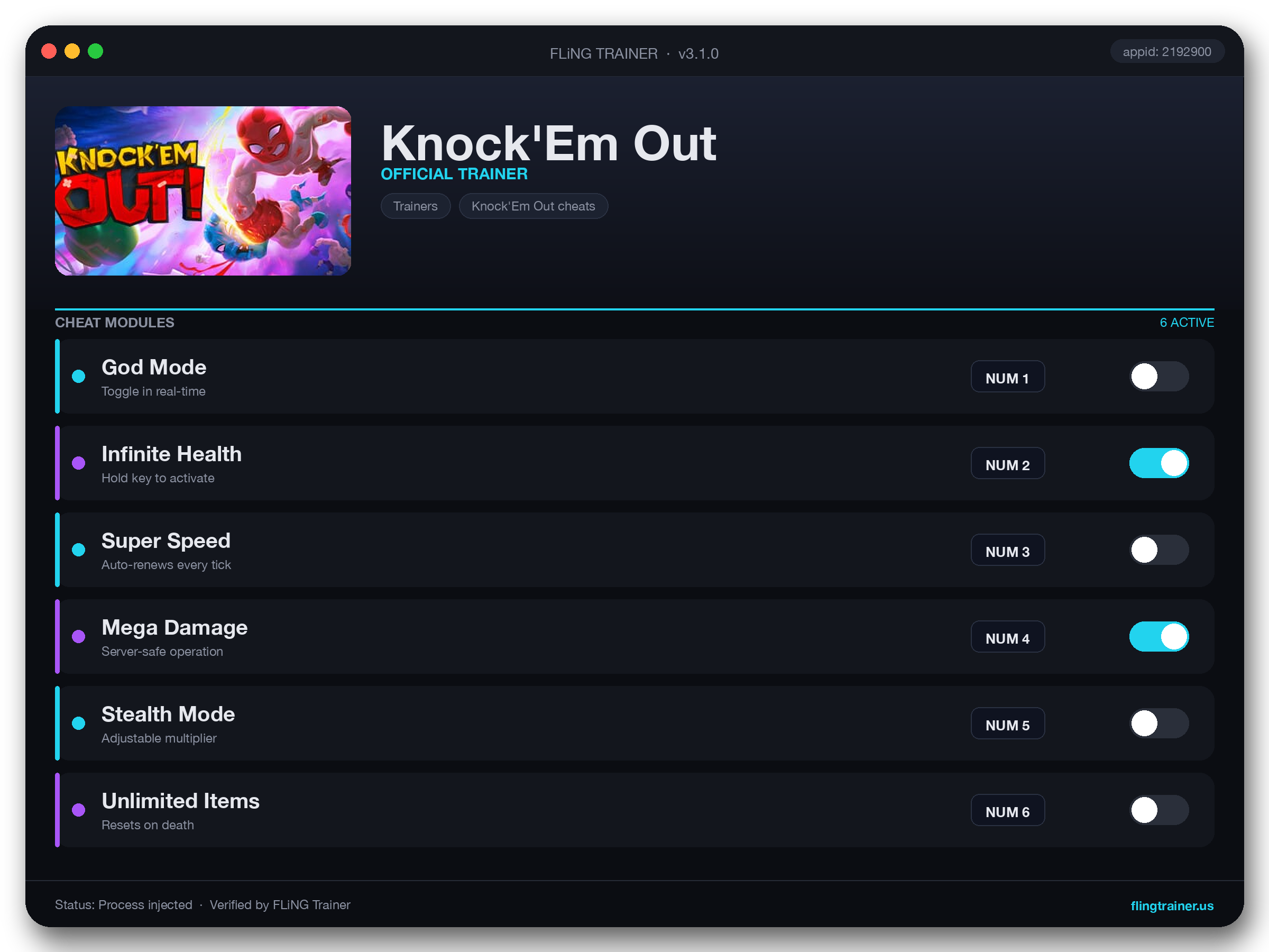 Knock'Em Out Trainer interface