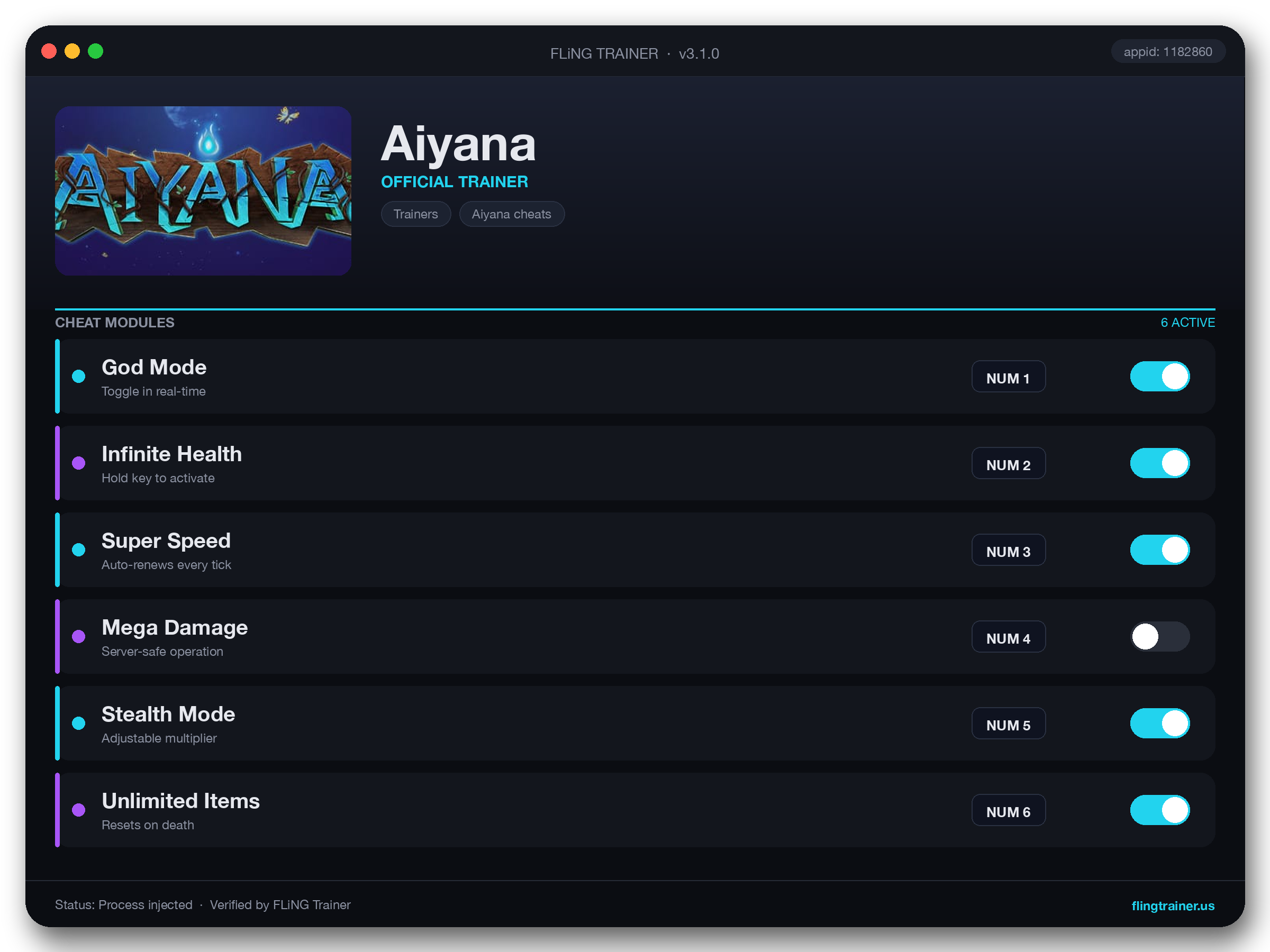 Aiyana Trainer interface