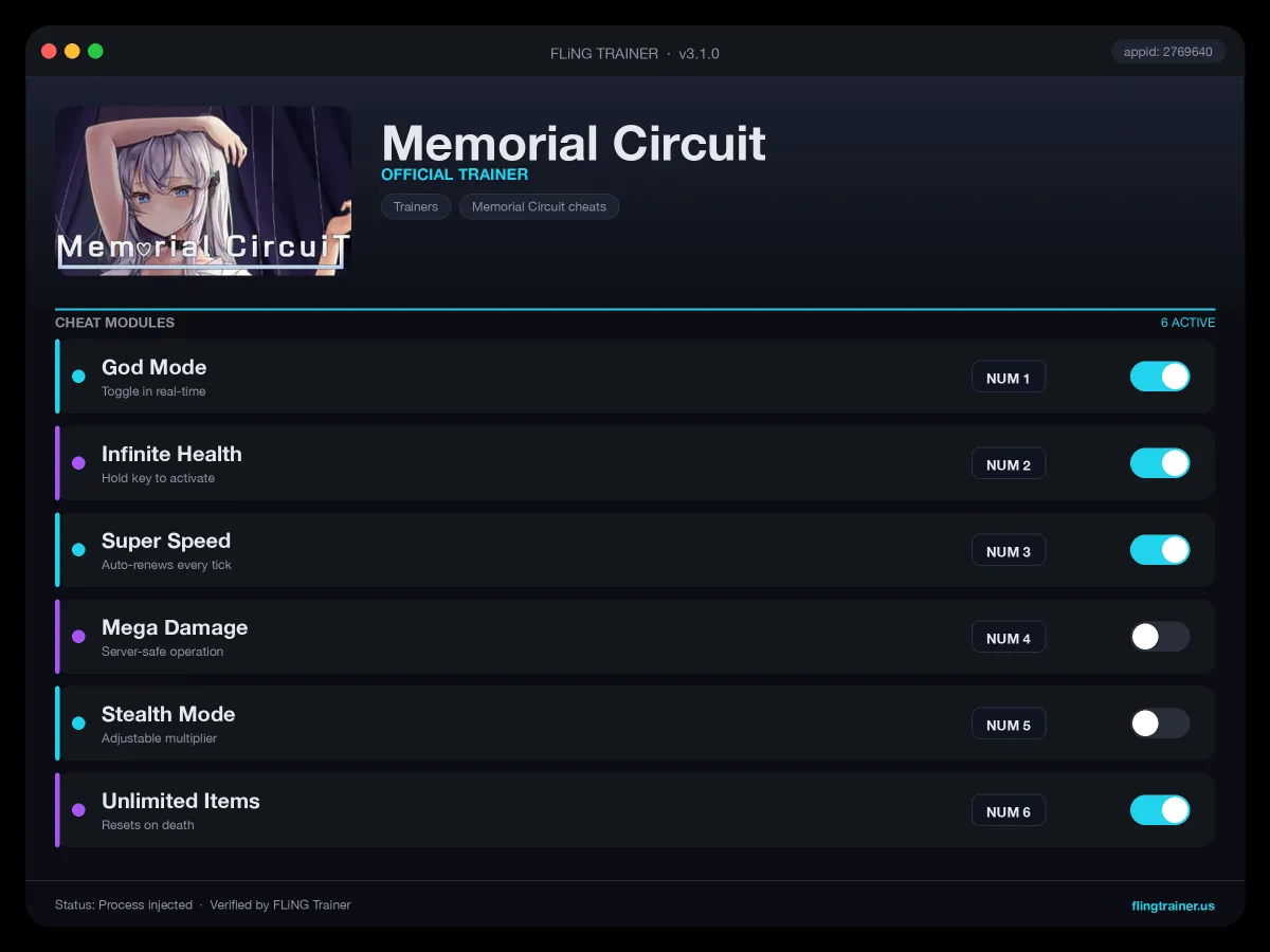 Memorial Circuit Trainer interface