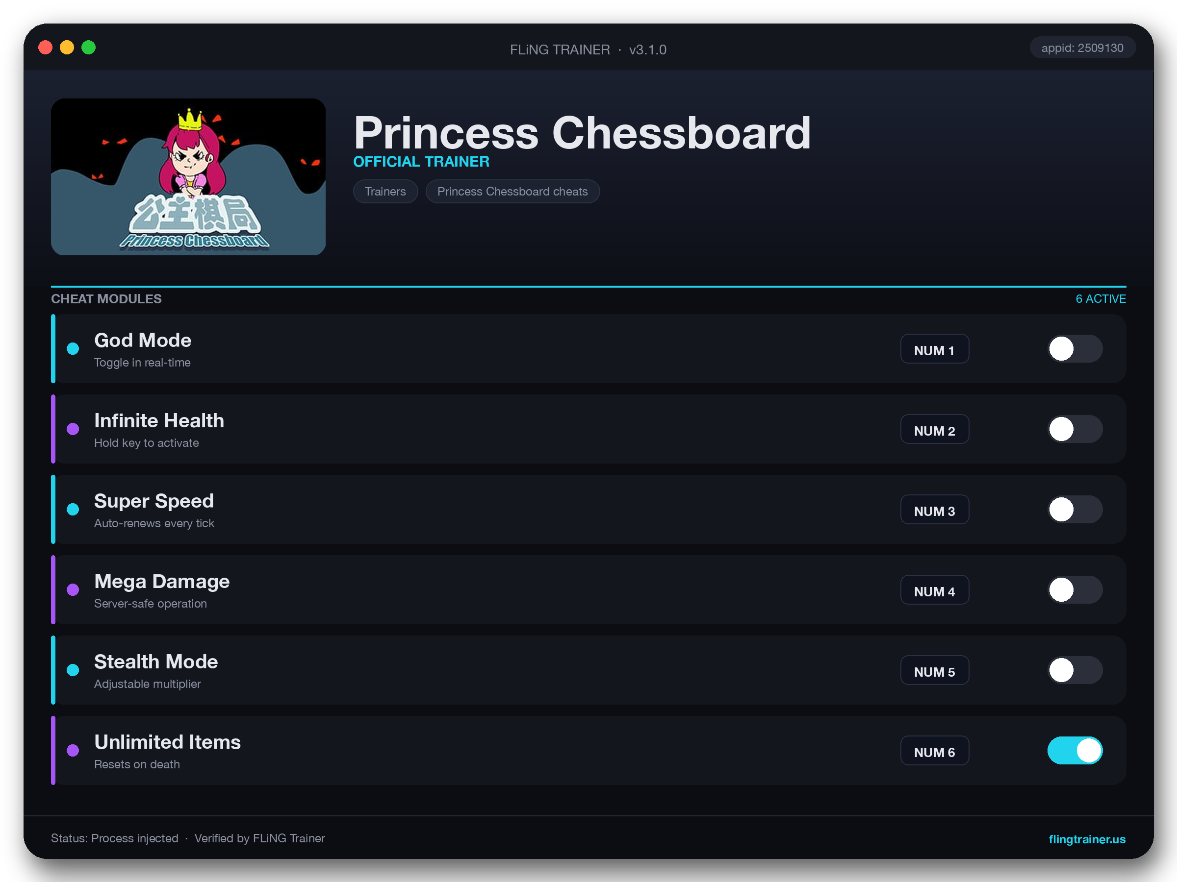 Princess Chessboard Trainer interface
