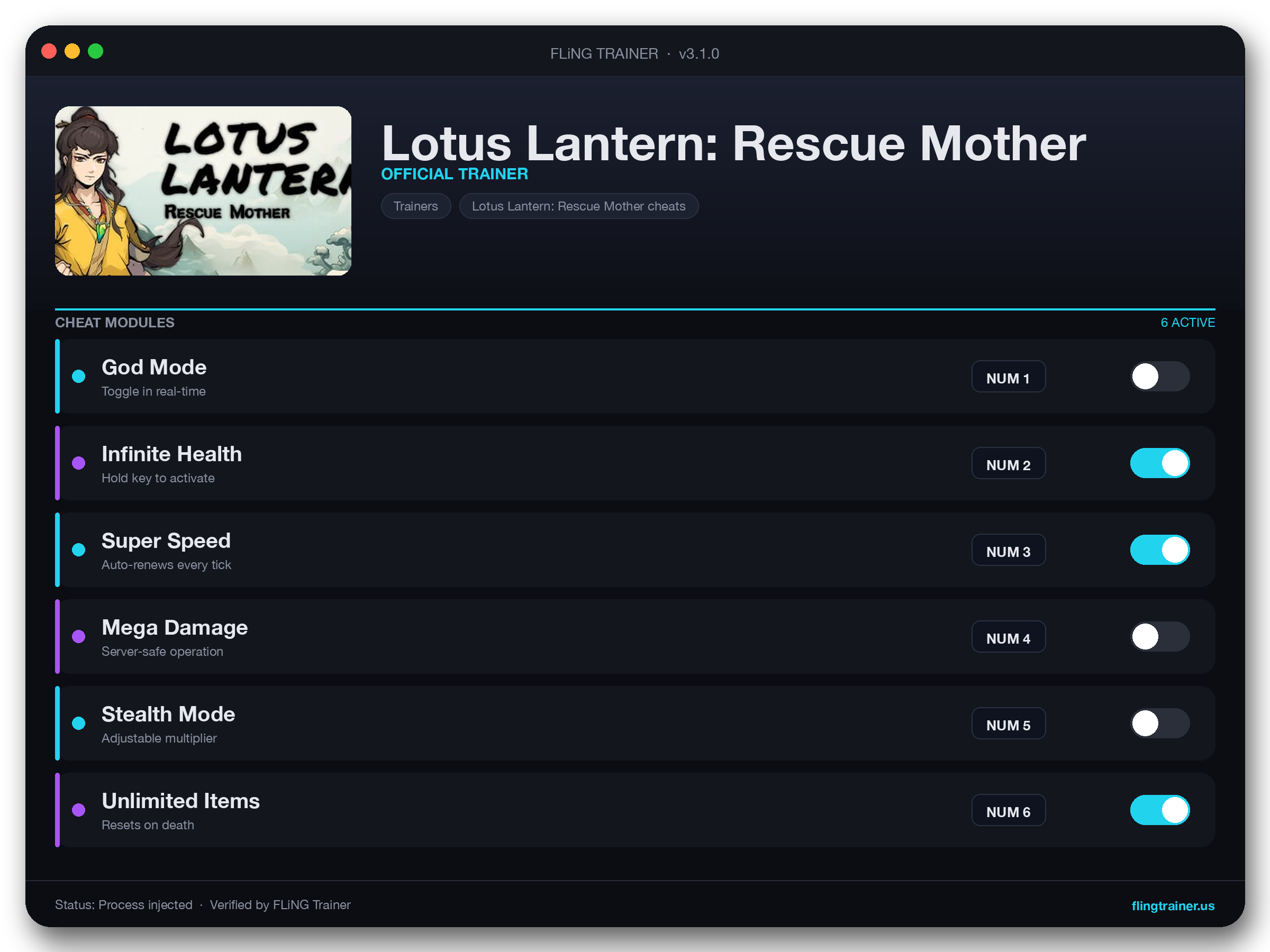 Lotus Lantern: Rescue Mother Trainer interface