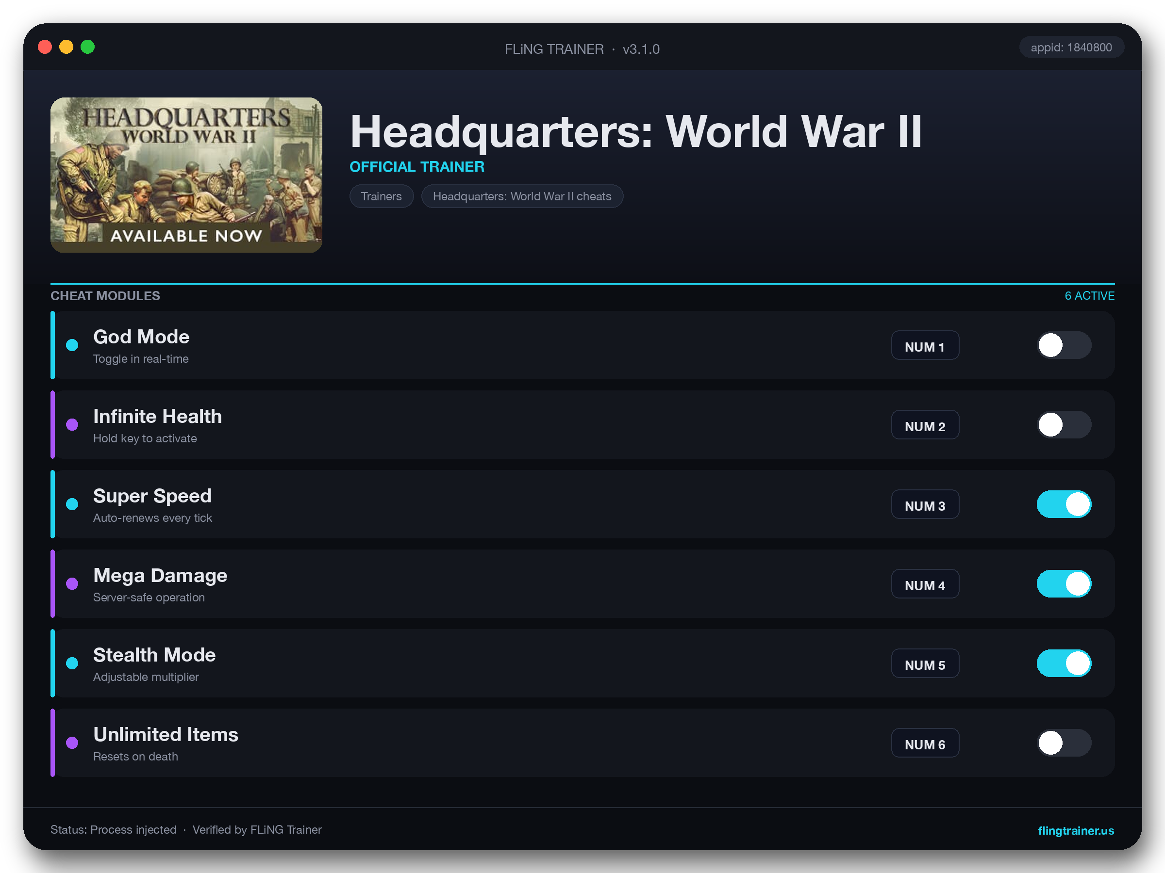 Headquarters: World War II Trainer interface