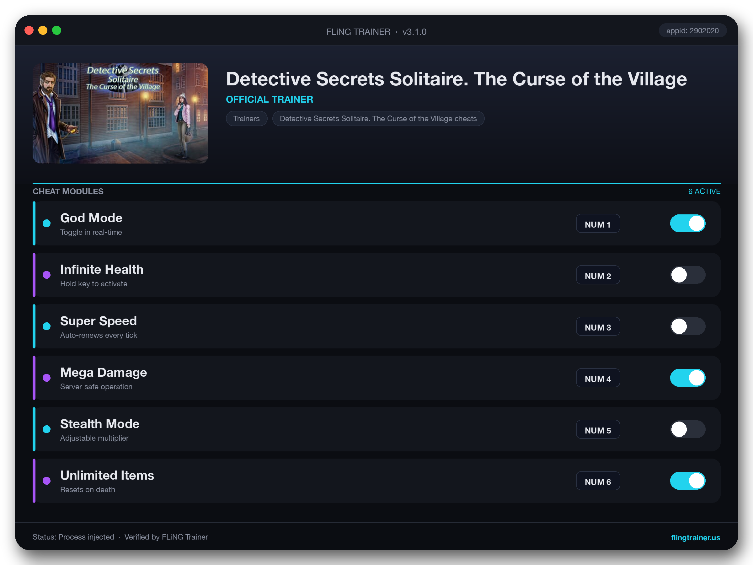 Detective Secrets Solitaire. The Curse of the Village Trainer interface