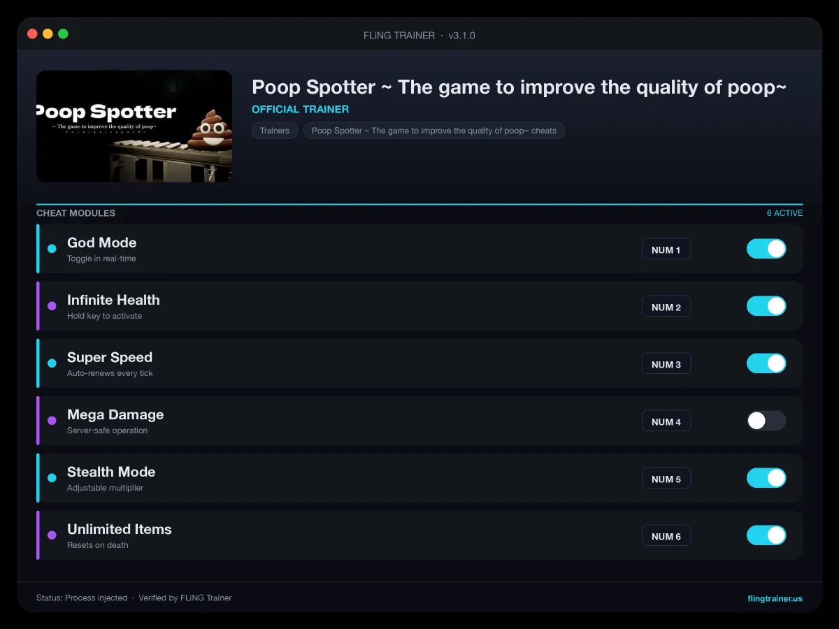 Poop Spotter ~ The game to improve the quality of poop~ Trainer interface