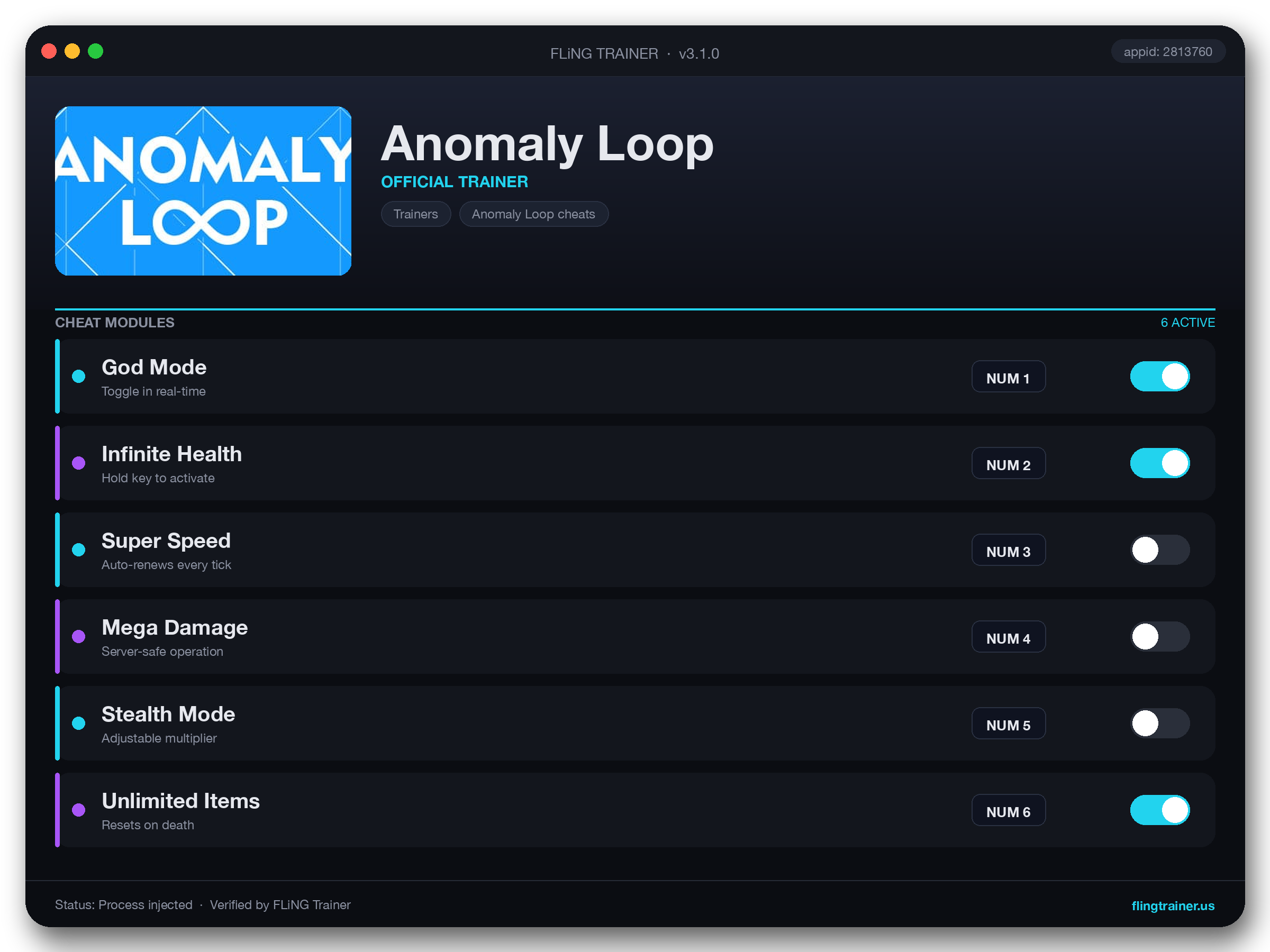 Anomaly Loop Trainer interface