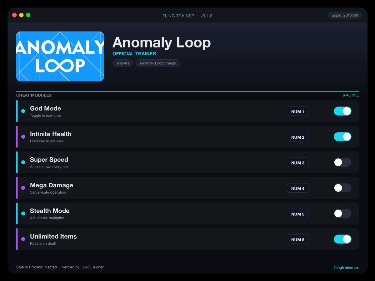 Anomaly Loop Trainer interface