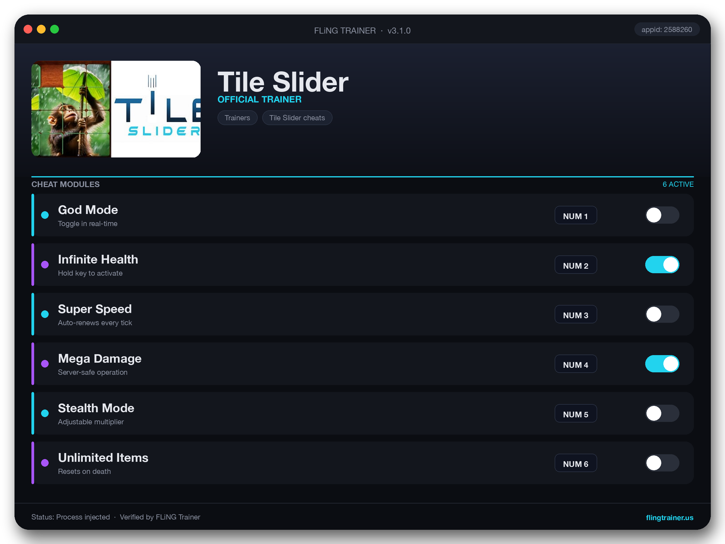 Tile Slider Trainer interface