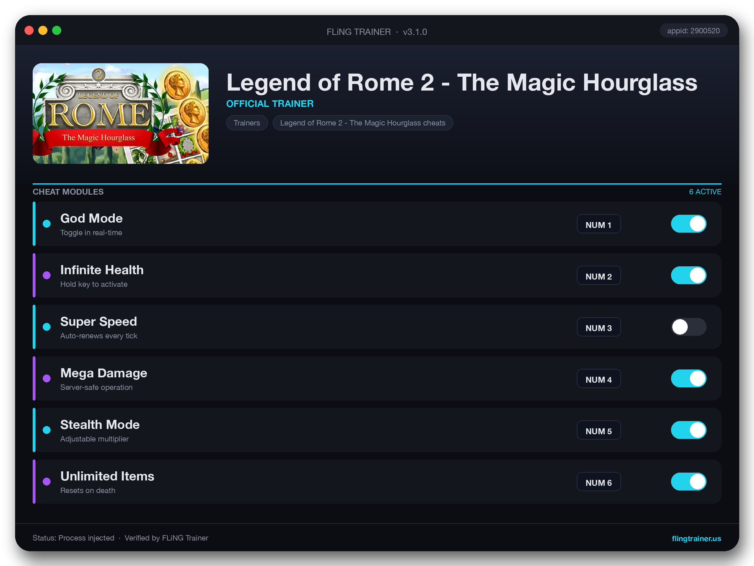 Legend of Rome 2 - The Magic Hourglass Trainer interface