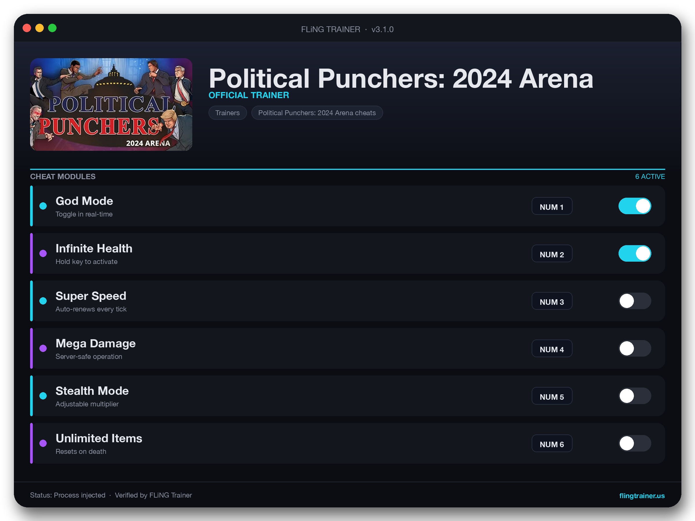 Political Punchers: 2024 Arena Trainer interface