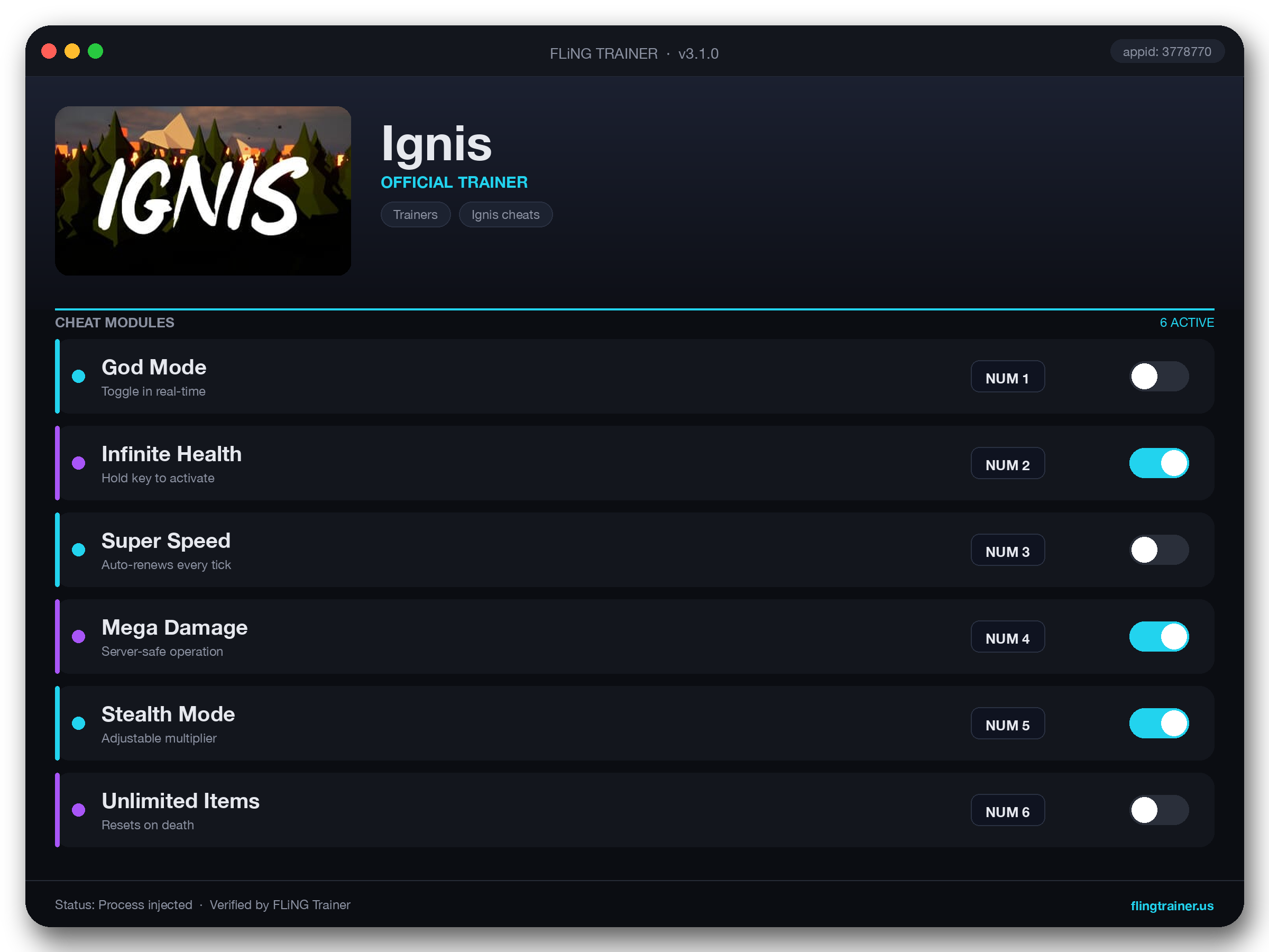 Ignis Trainer interface