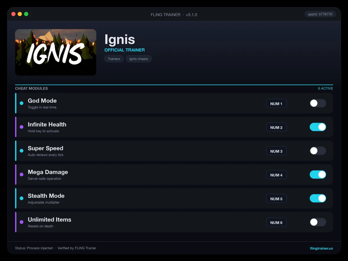 Ignis Trainer interface