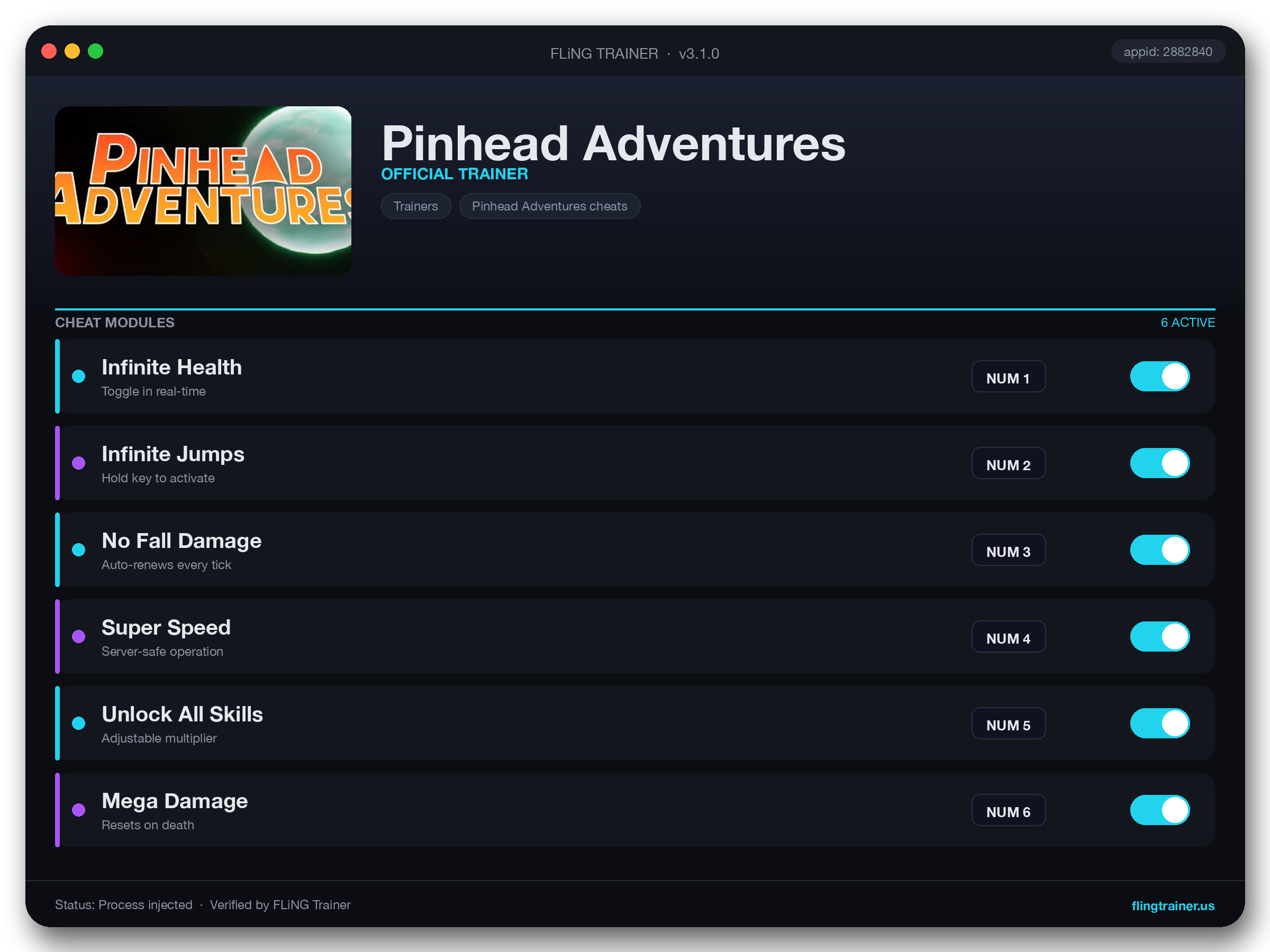 Pinhead Adventures Trainer interface