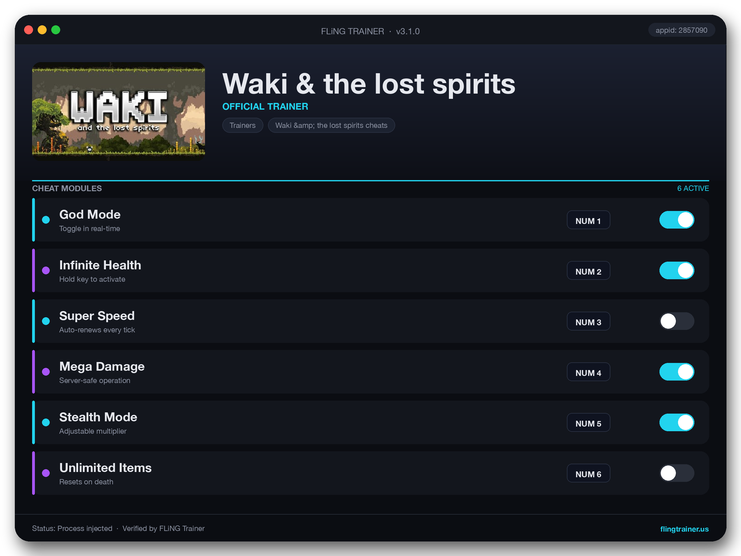 Waki & the lost spirits Trainer interface