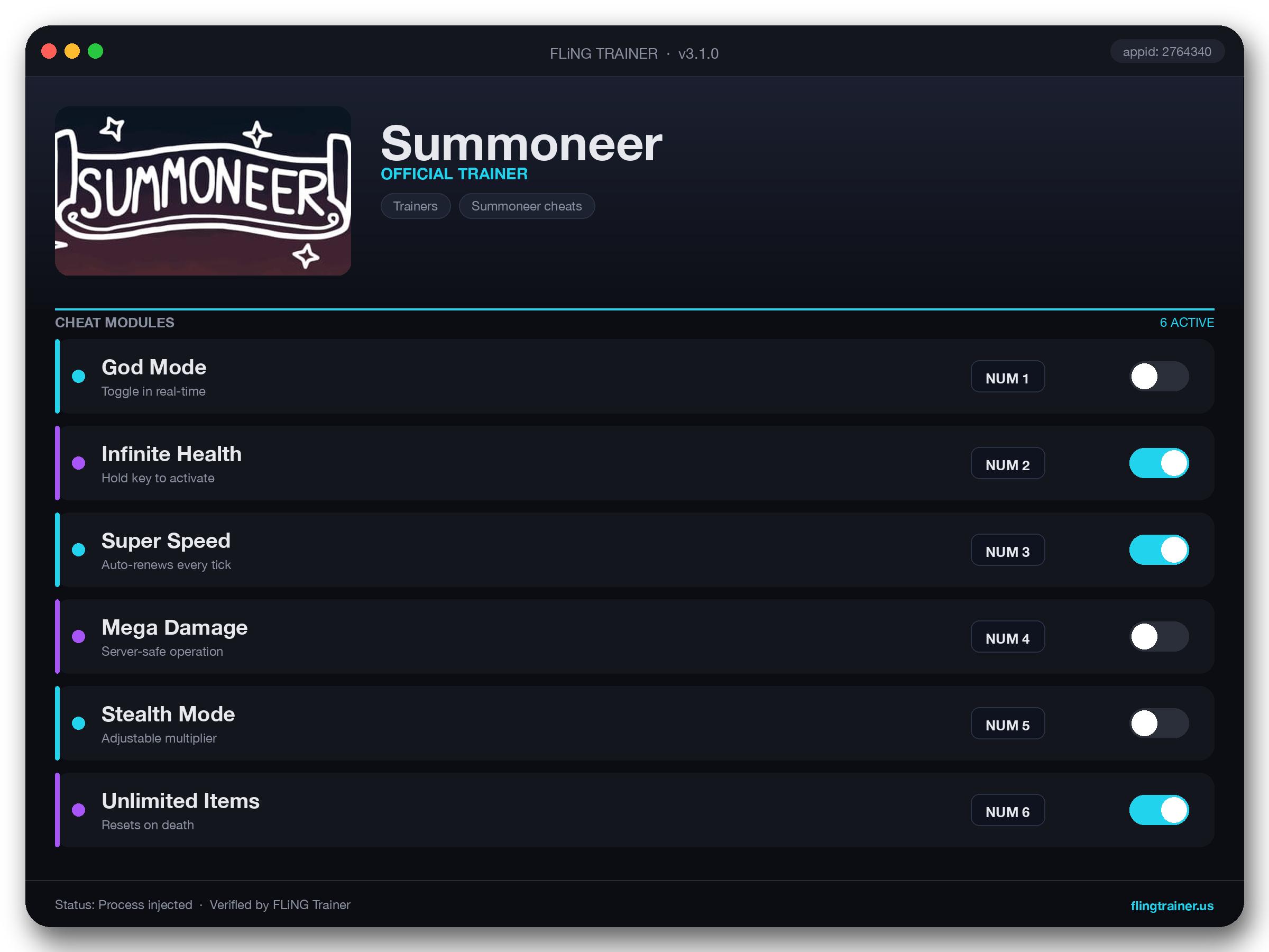 Summoneer Trainer interface