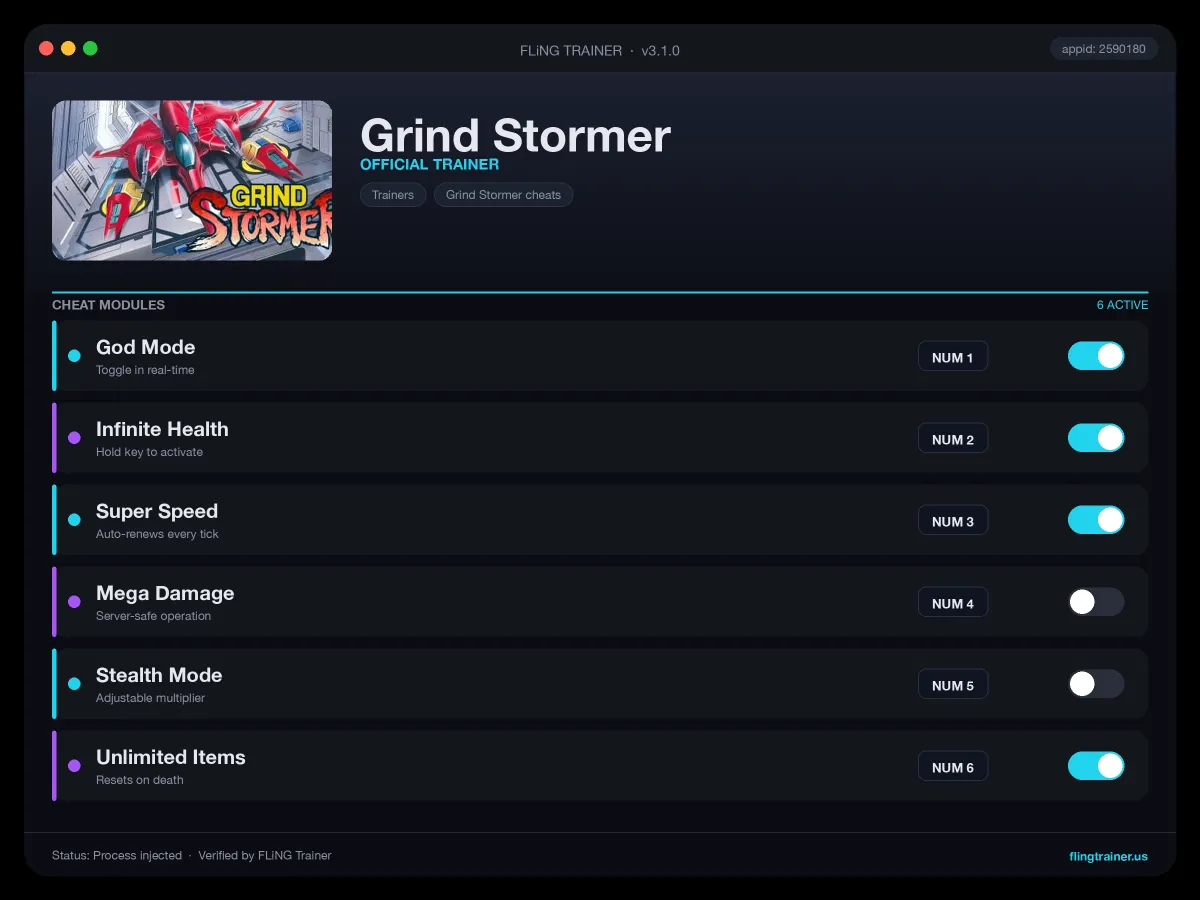 Grind Stormer Trainer interface