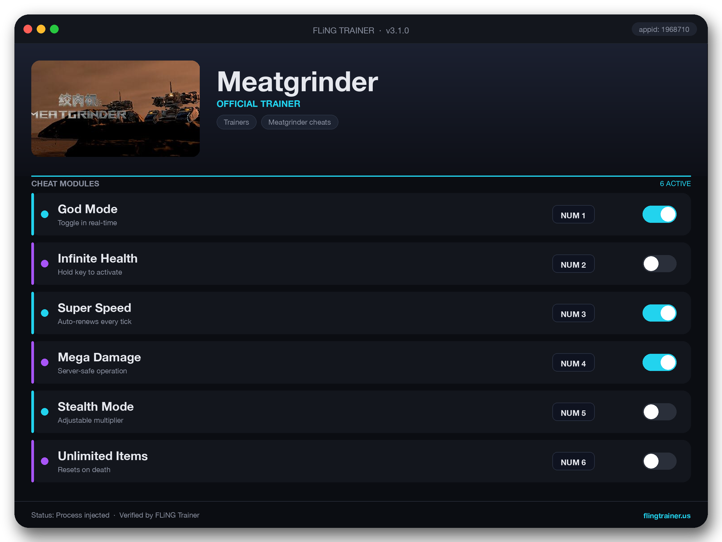 Meatgrinder Trainer interface