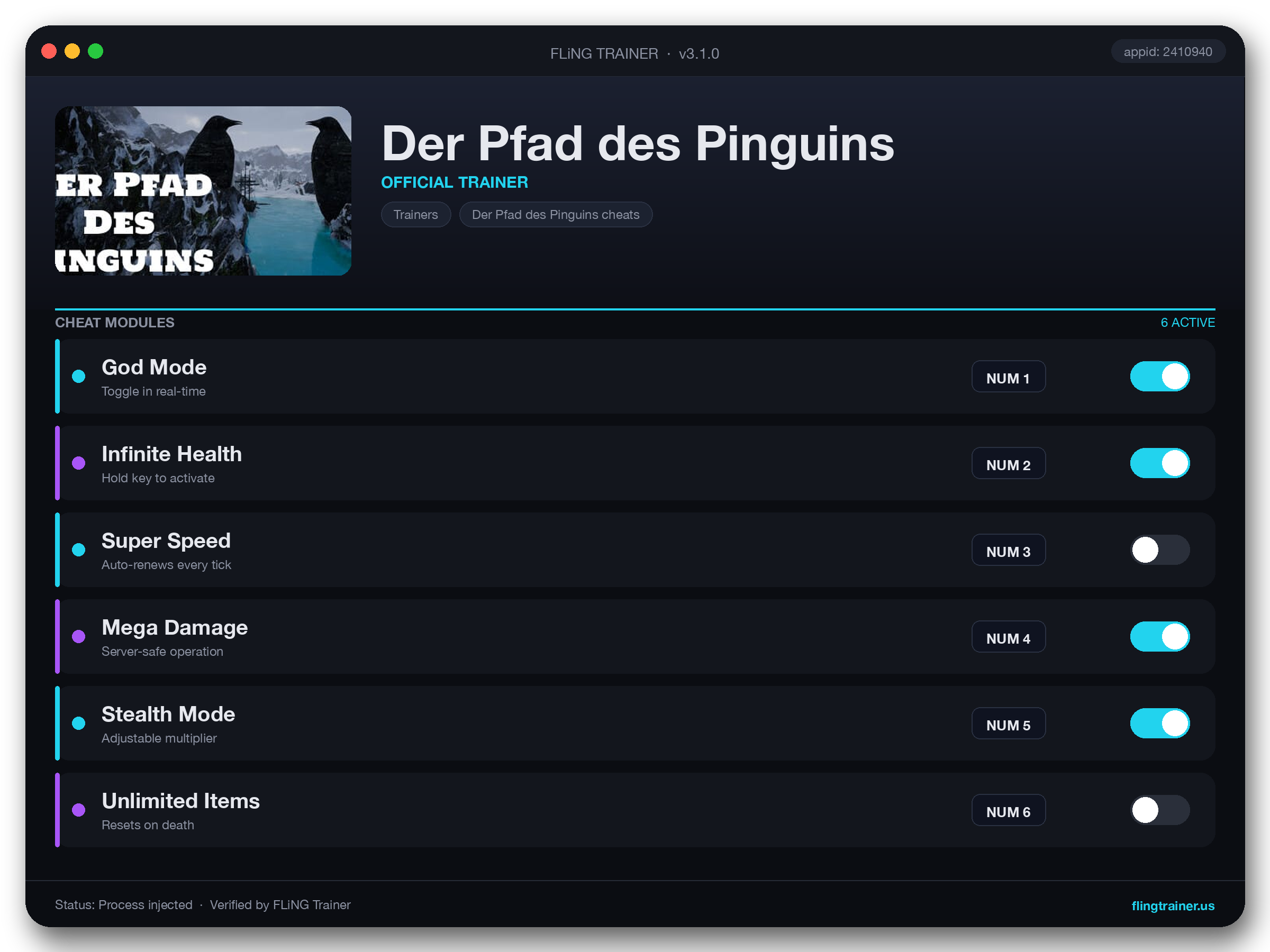 Der Pfad des Pinguins Trainer interface