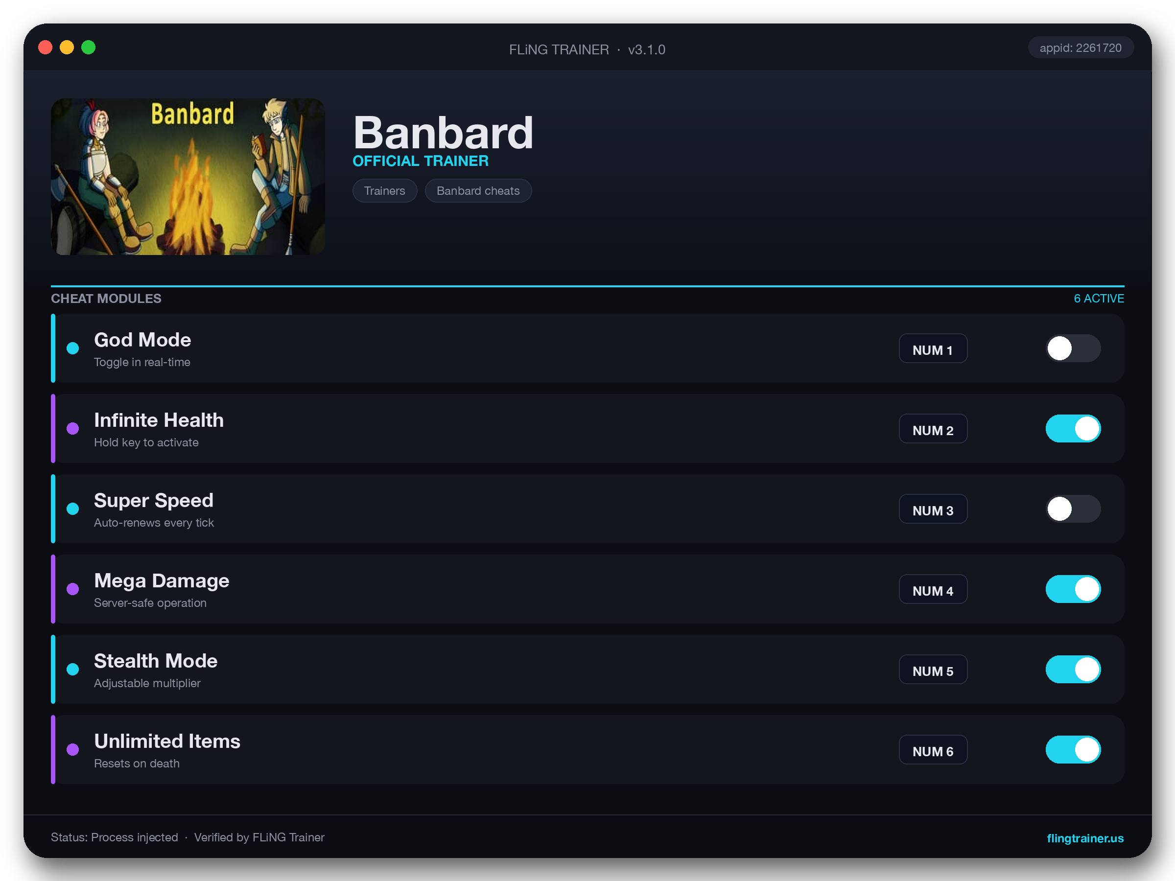 Banbard Trainer interface