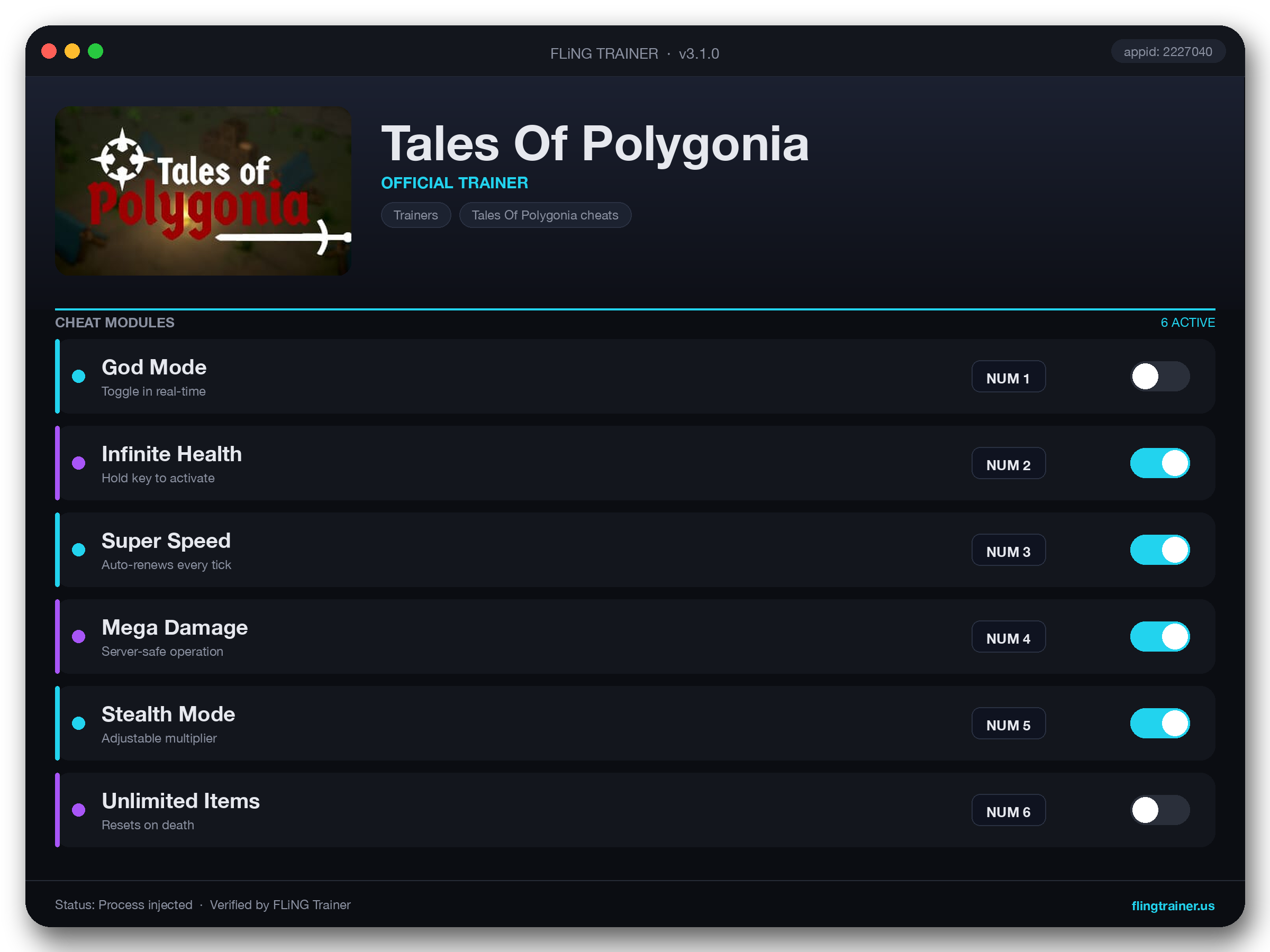 Tales Of Polygonia Trainer interface