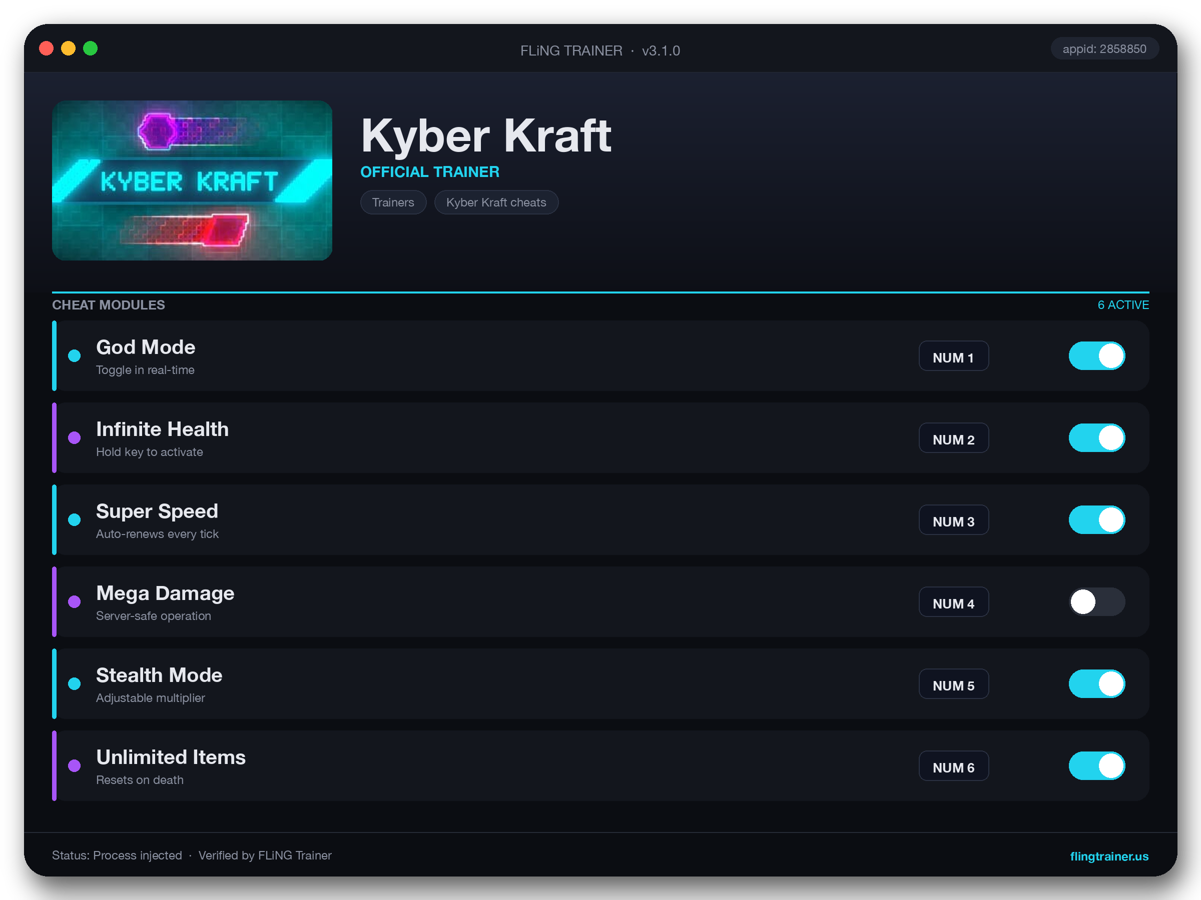 Kyber Kraft Trainer interface
