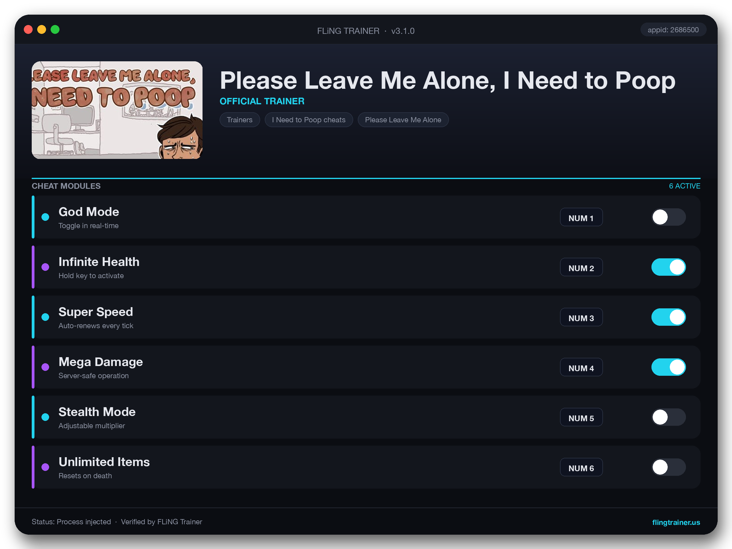 Please Leave Me Alone, I Need to Poop Trainer interface