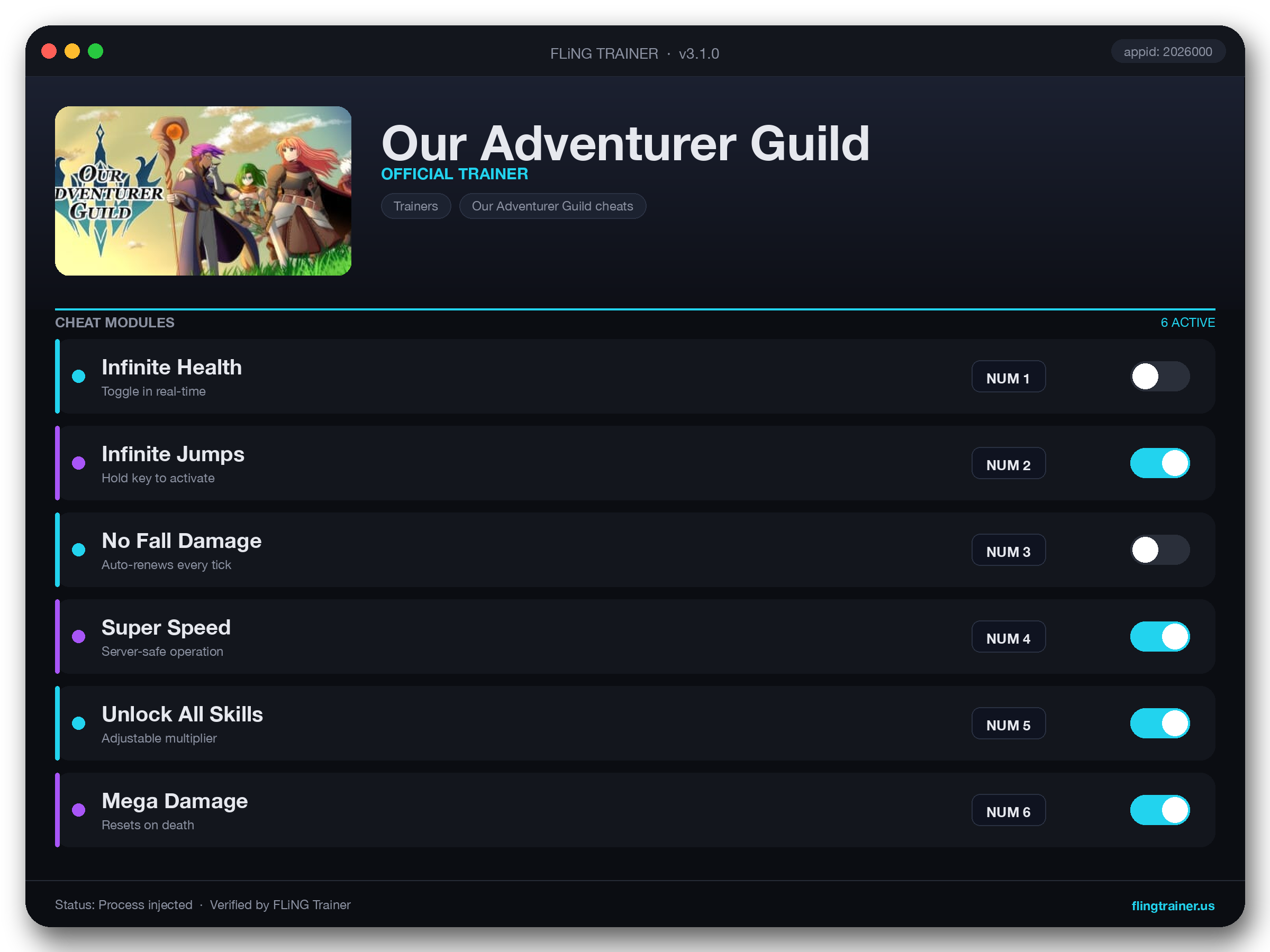 Our Adventurer Guild Trainer interface