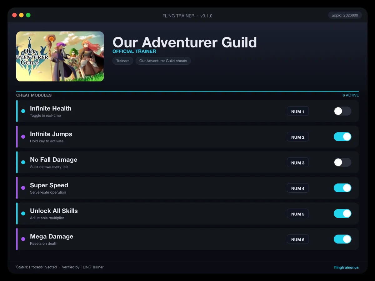 Our Adventurer Guild Trainer interface