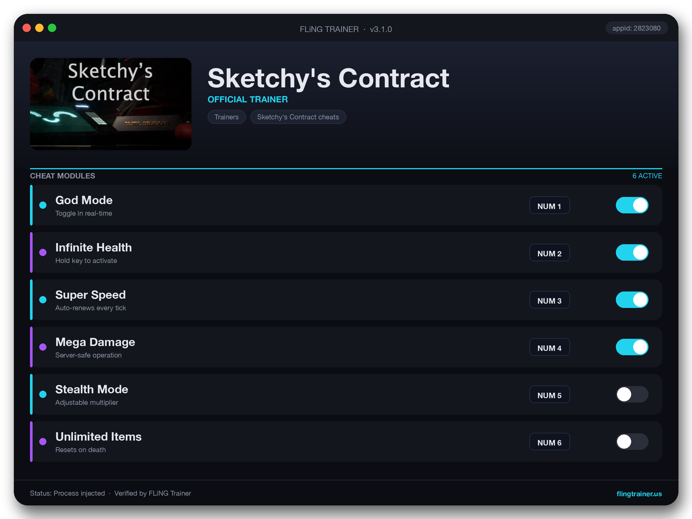 Sketchy's Contract Trainer interface