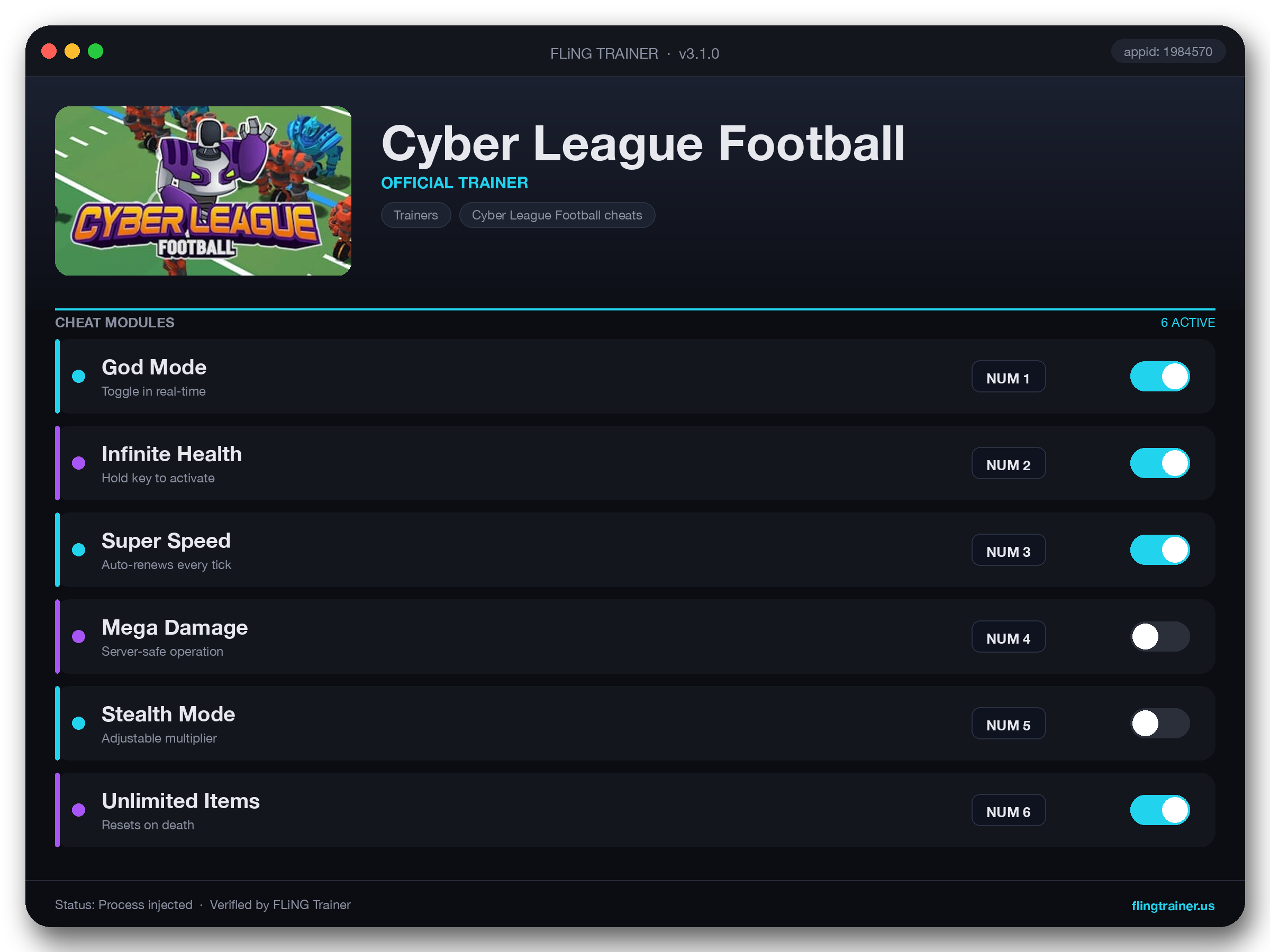 Cyber League Football Trainer interface
