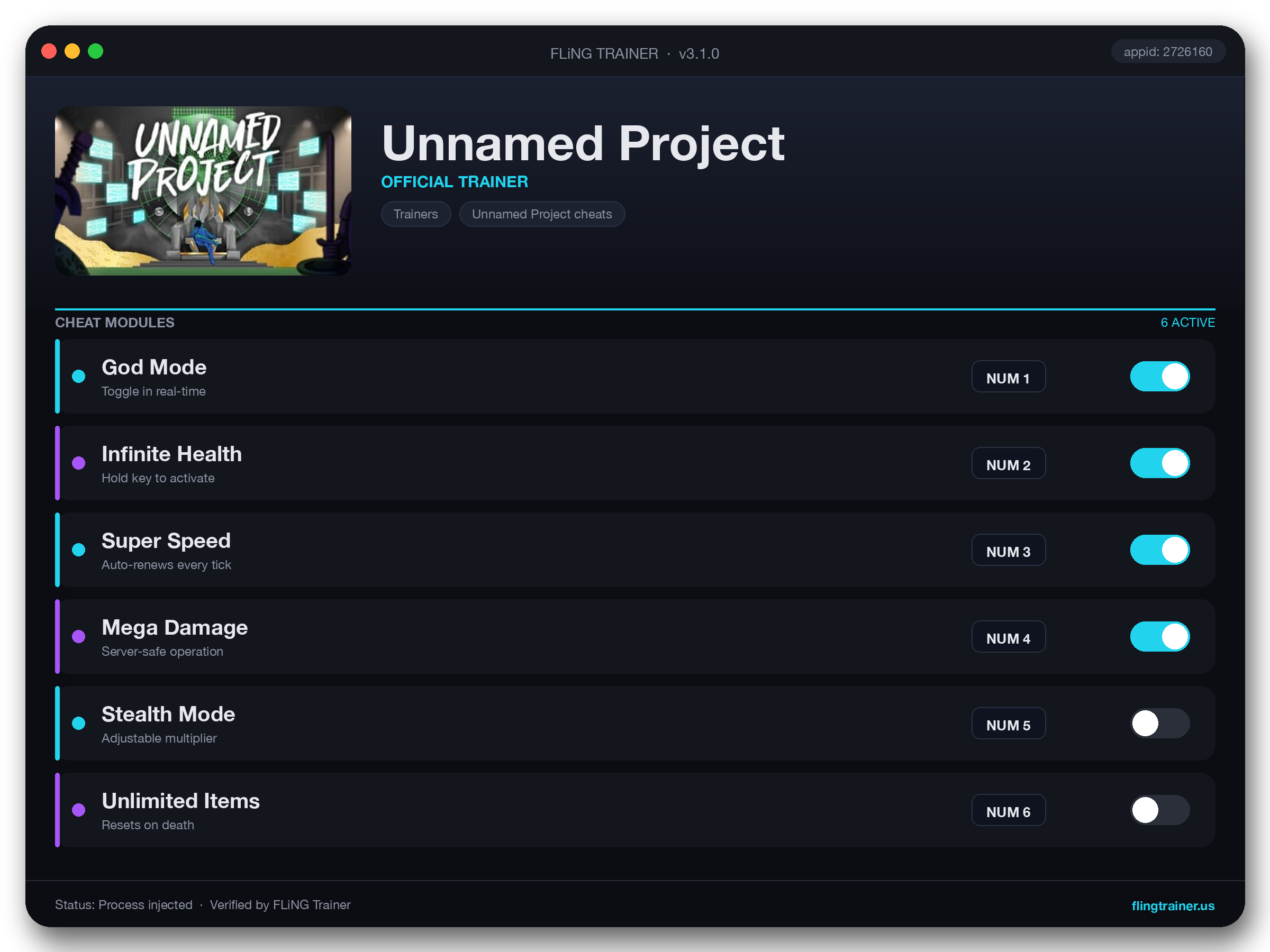 Unnamed Project Trainer interface